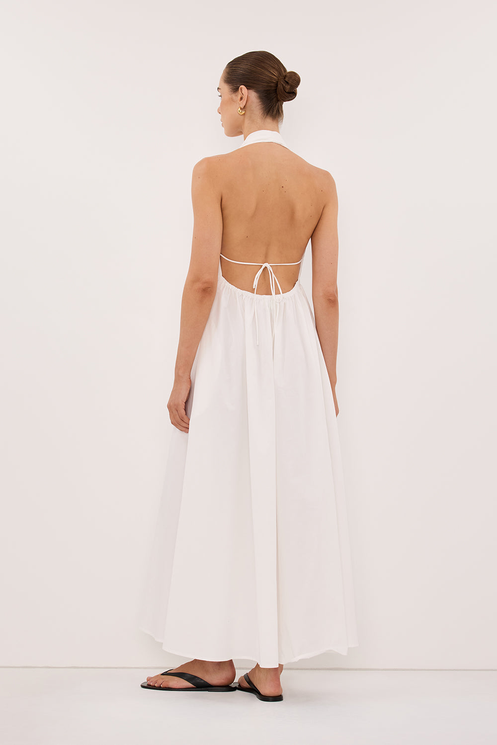 TAMMY WHITE SLEEVELESS COTTON MIDI DRESS