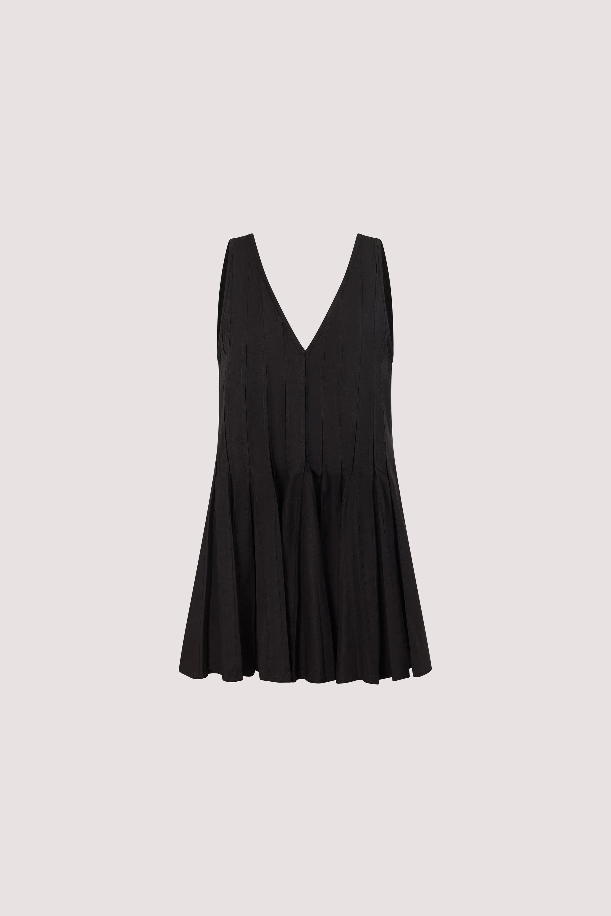 PIXIE BLACK LINEN MINI GODET DRESS