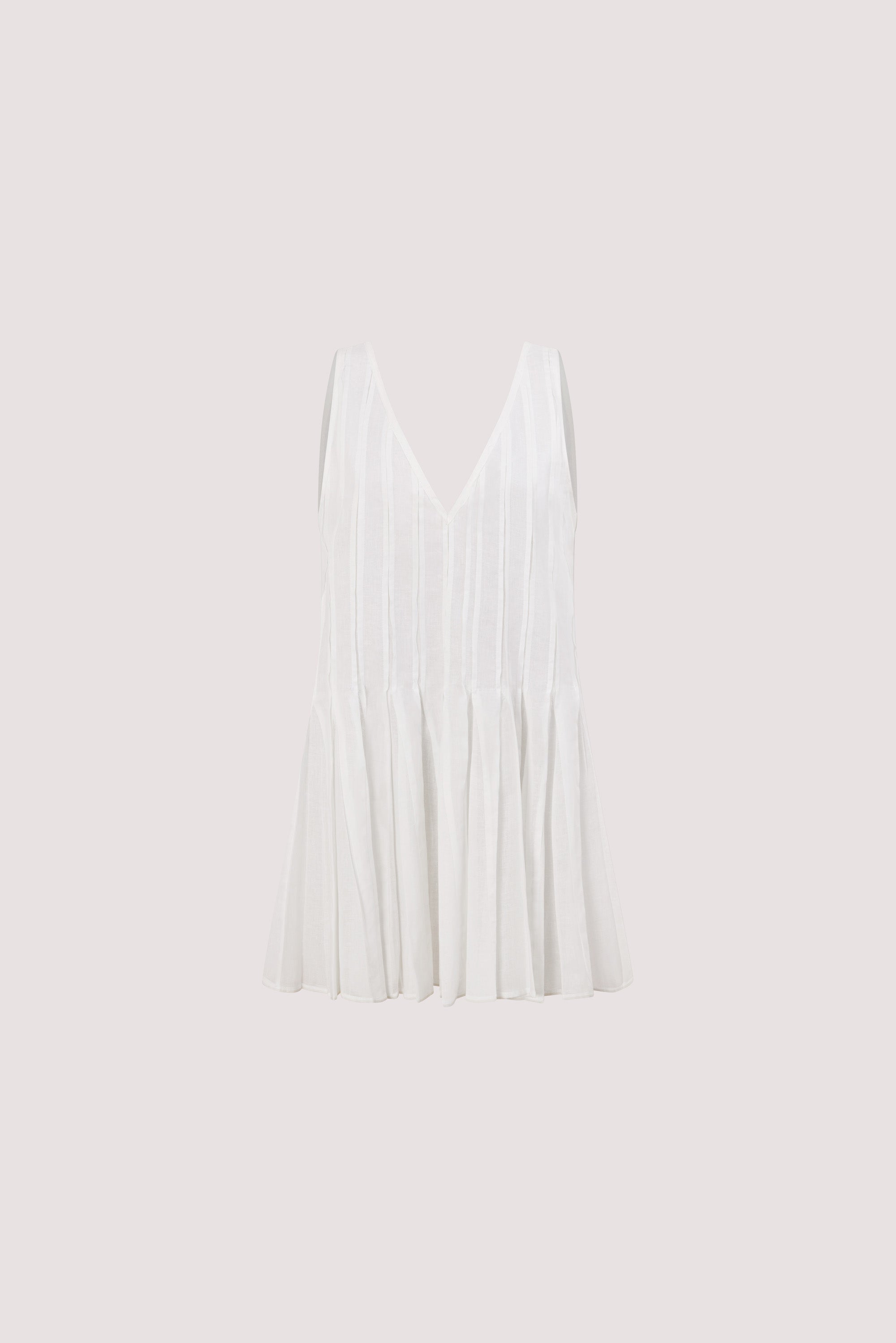 PIXIE WHITE LINEN MINI GODET DRESS