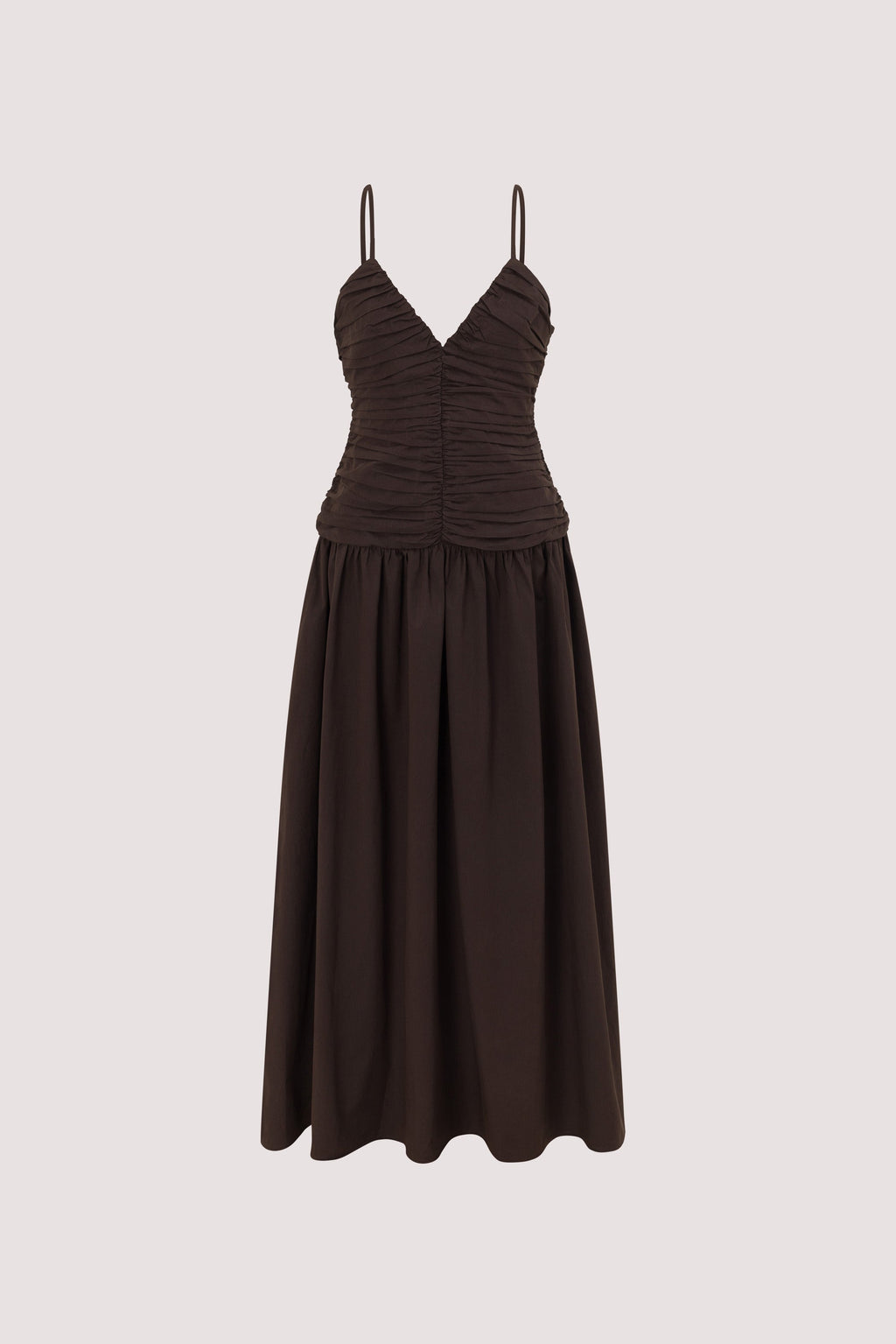 ALEXIA BURNT CHOC COTTON MIDI DRESS