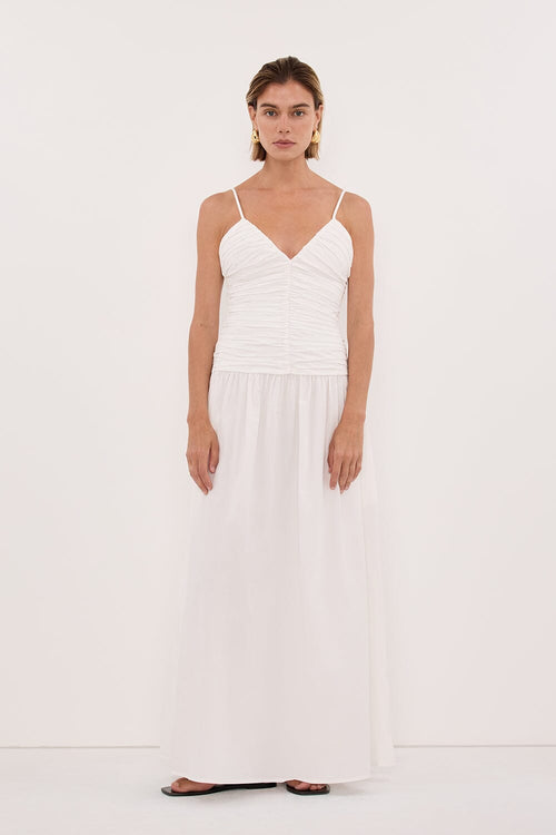 ALEXIA WHITE COTTON MIDI DRESS