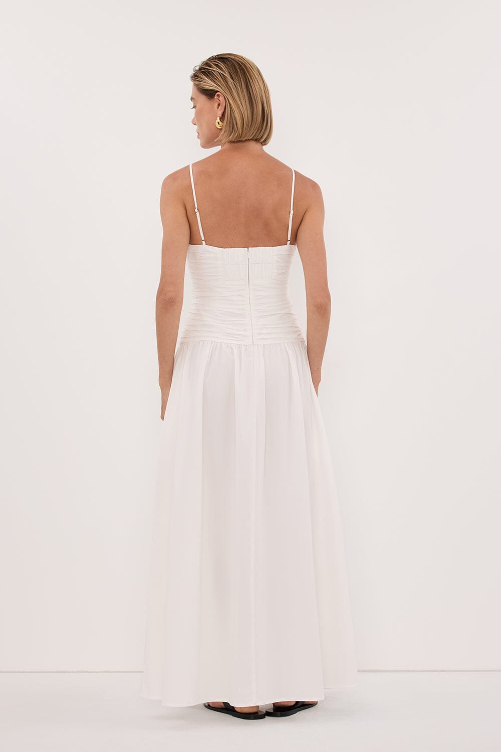 ALEXIA WHITE COTTON MIDI DRESS