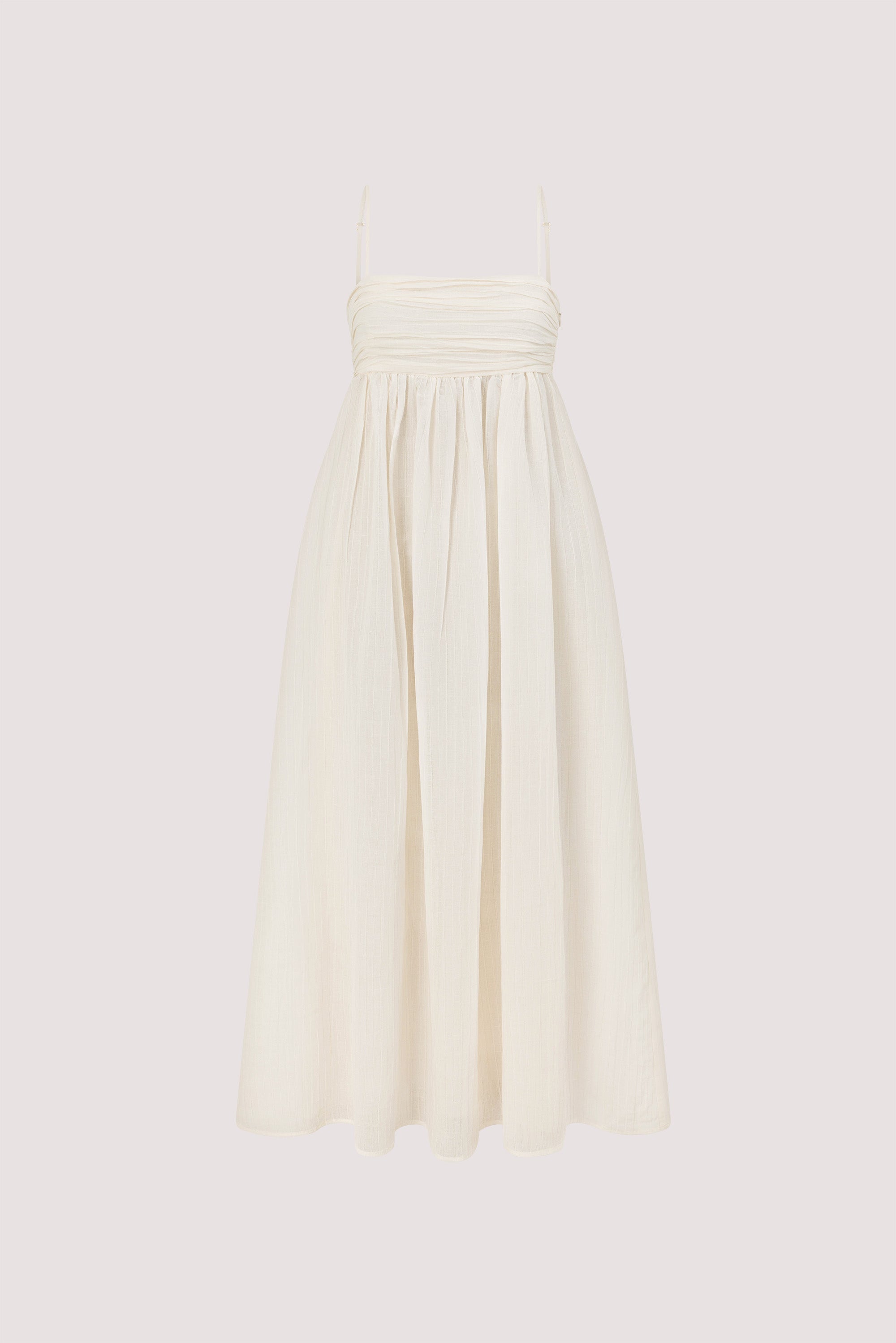 CASEY IVORY CRINKLE RAMIE MIDI DRESS