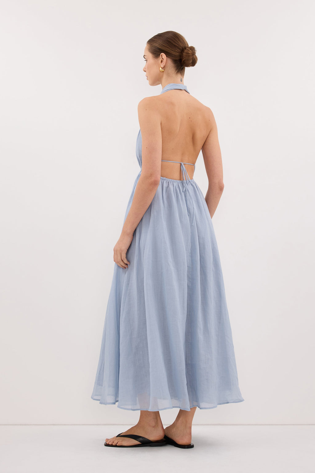 SAMMI DUSTY BLUE RAMIE MIDI DRESS
