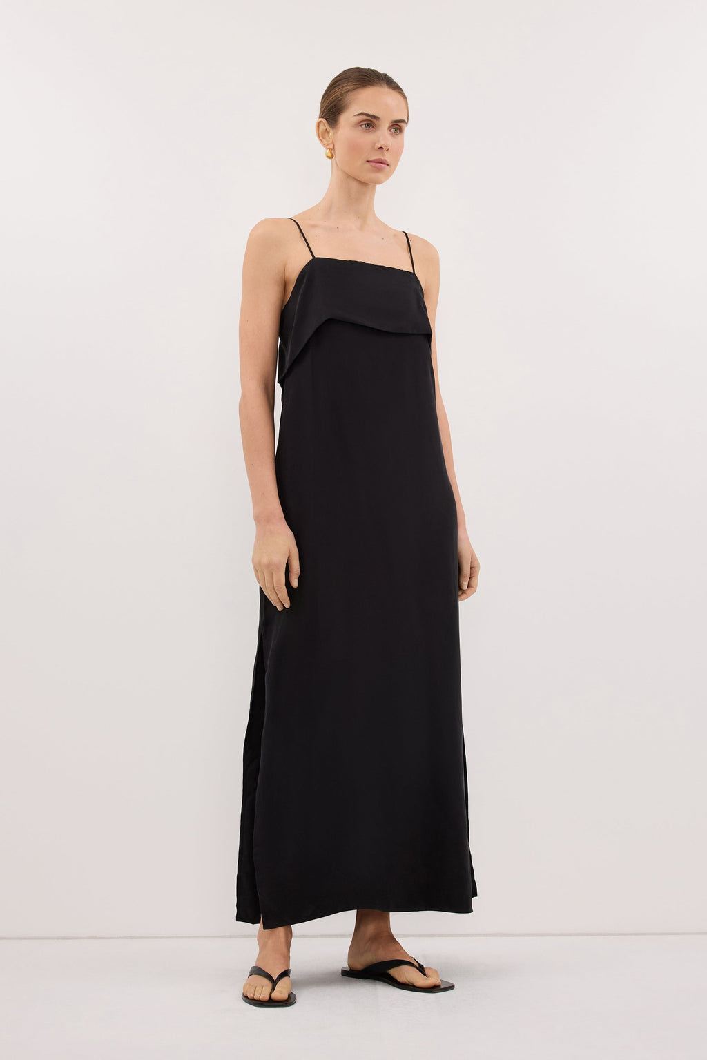 IDA BLACK CUPRO MIDI DRESS