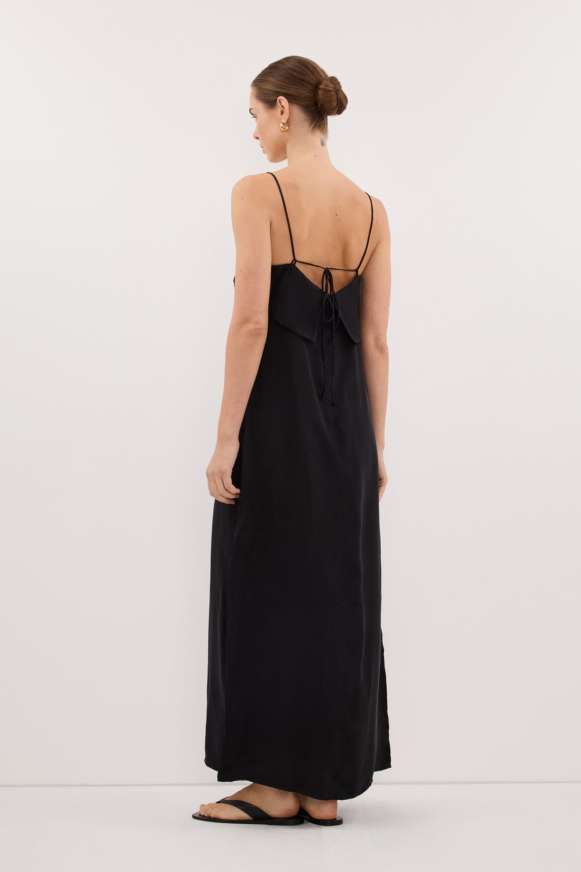 IDA BLACK CUPRO MIDI DRESS