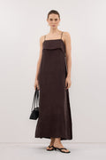 IDA PLUM CHOC CUPRO MIDI DRESS