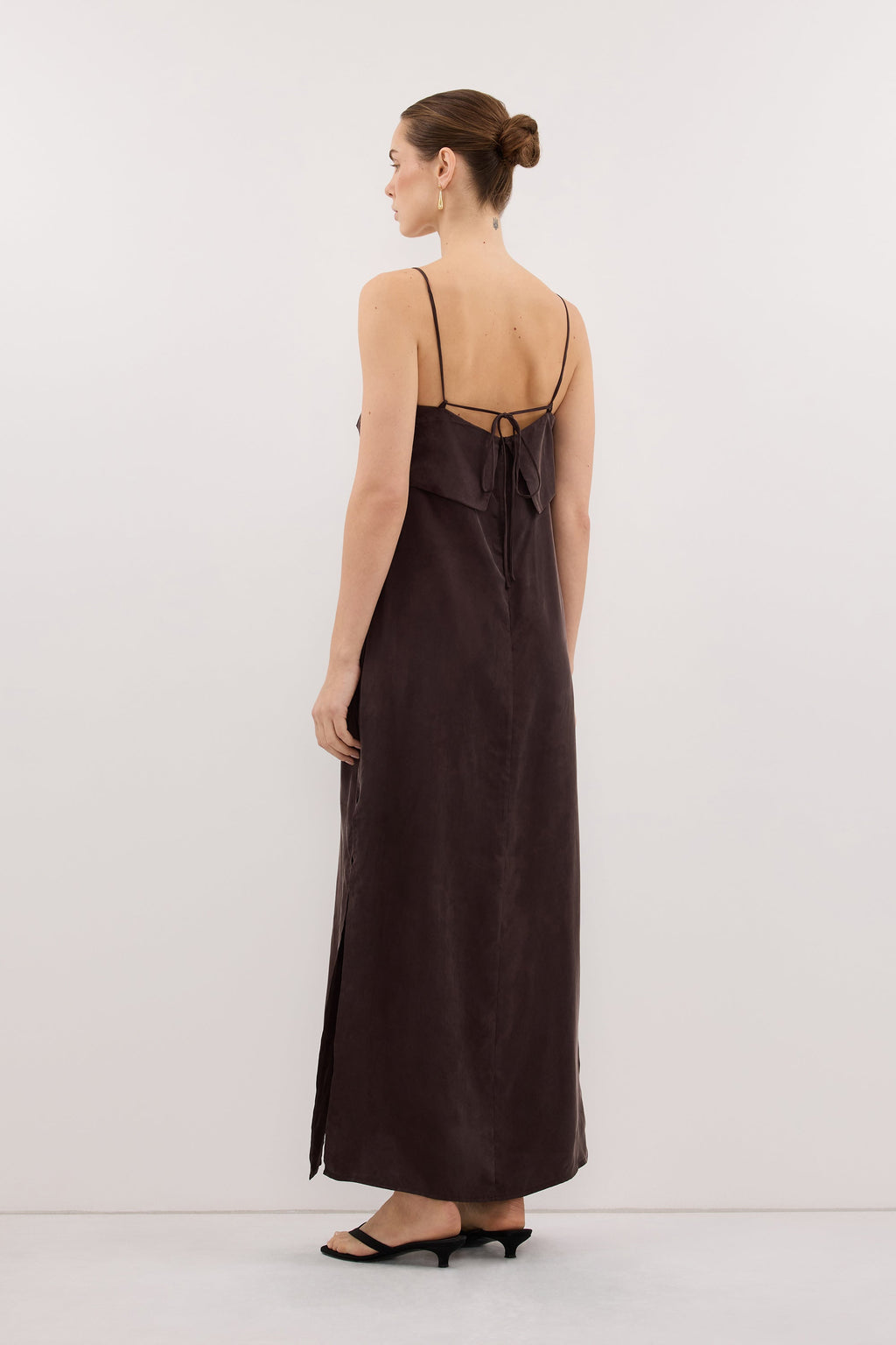IDA PLUM CHOC CUPRO MIDI DRESS