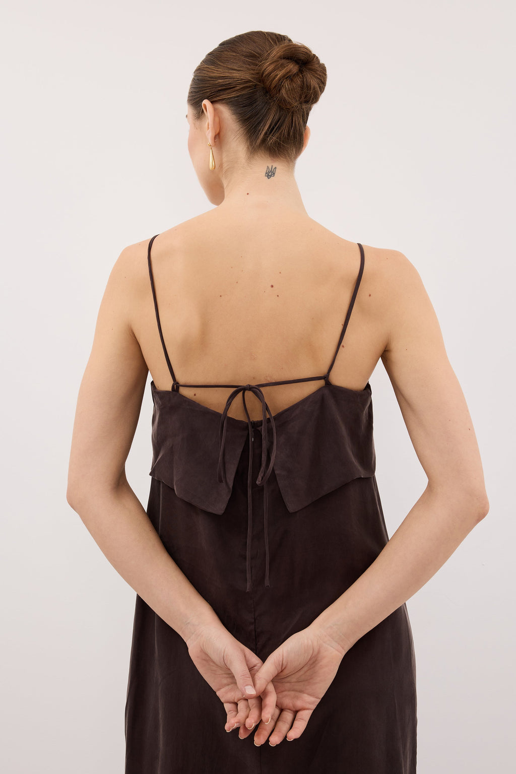 IDA PLUM CHOC CUPRO MIDI DRESS