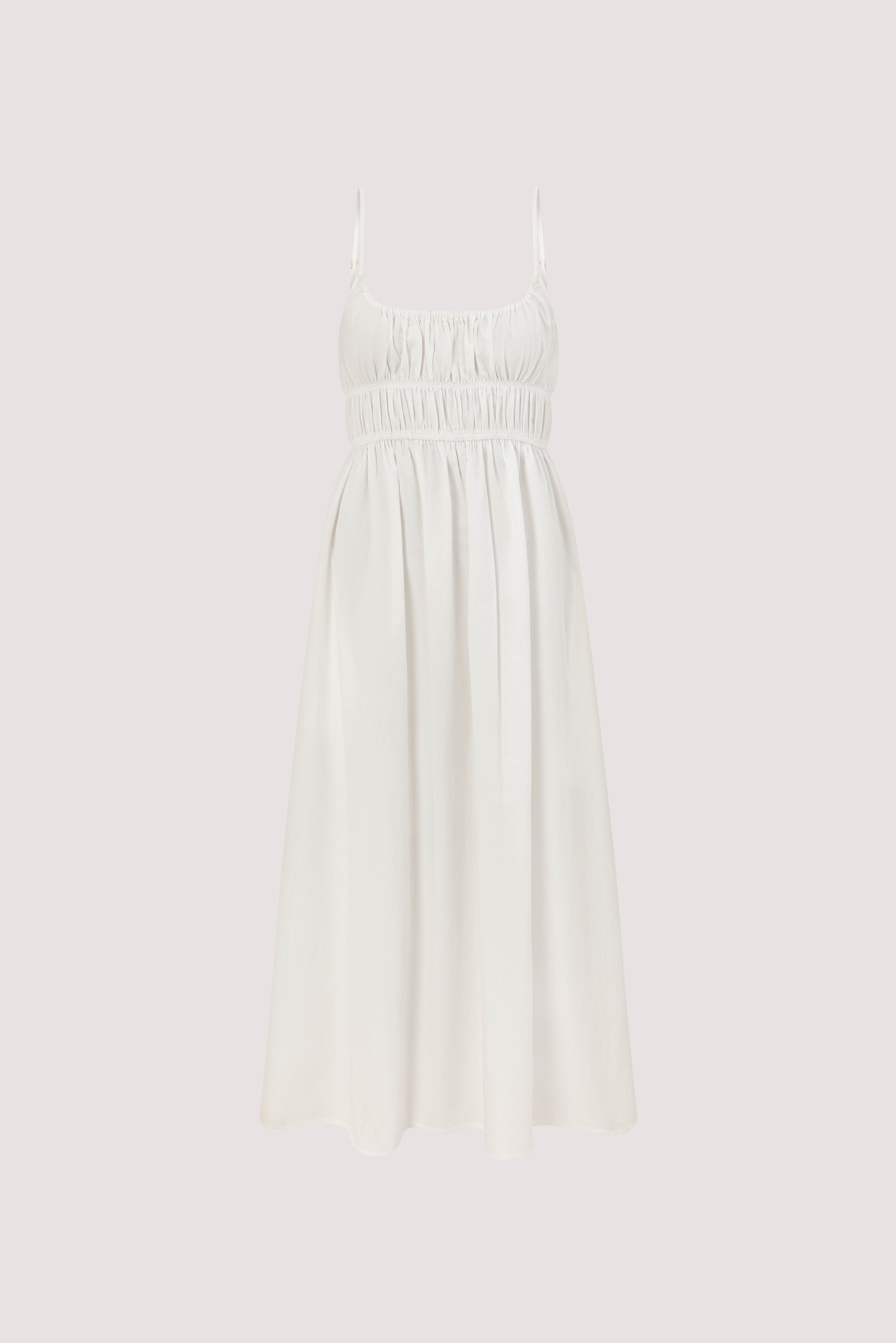 ZAHARA WHITE COTTON MIDI DRESS