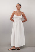 ZAHARA WHITE COTTON MIDI DRESS