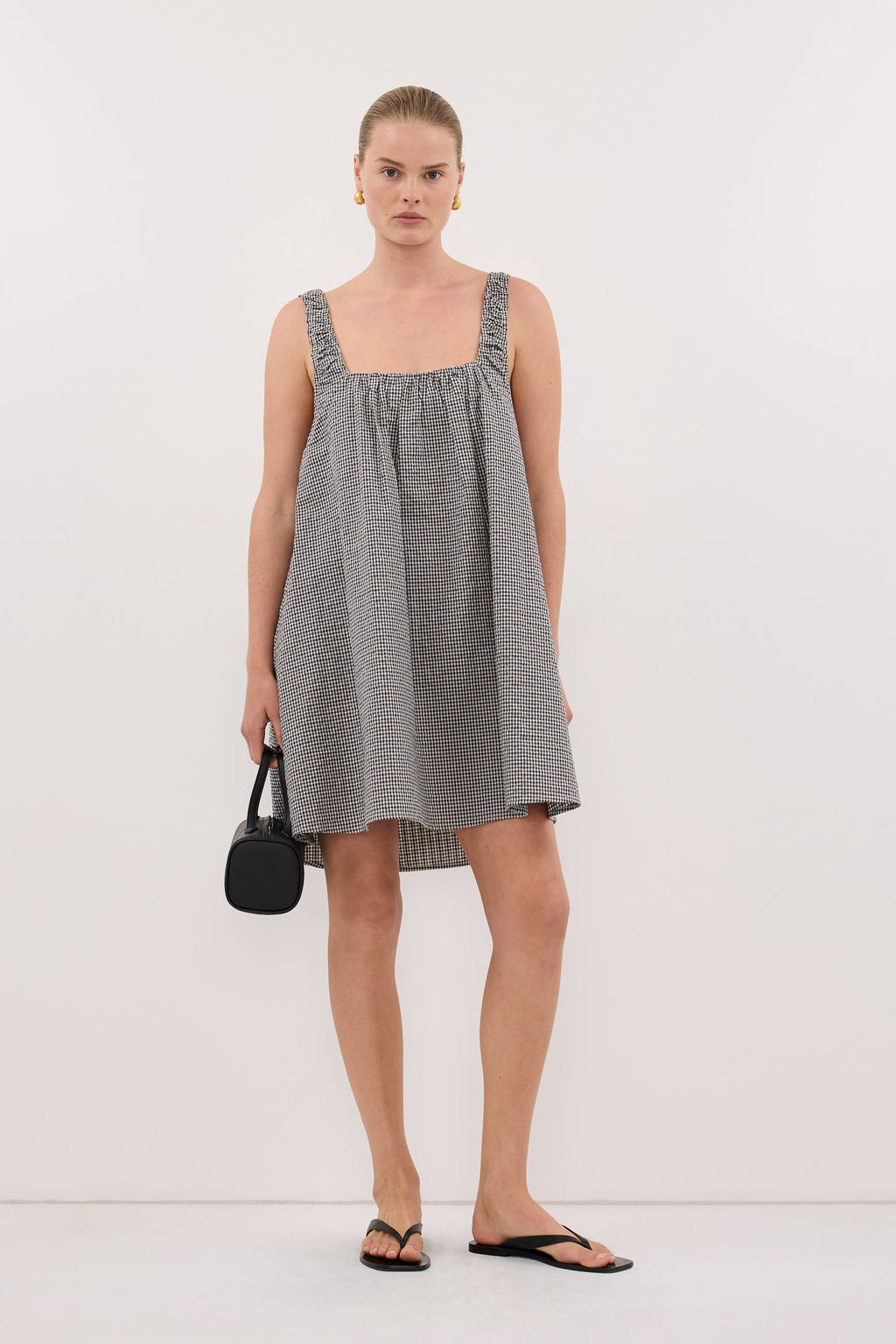 BRIONA GINGHAM COTTON MINI DRESS