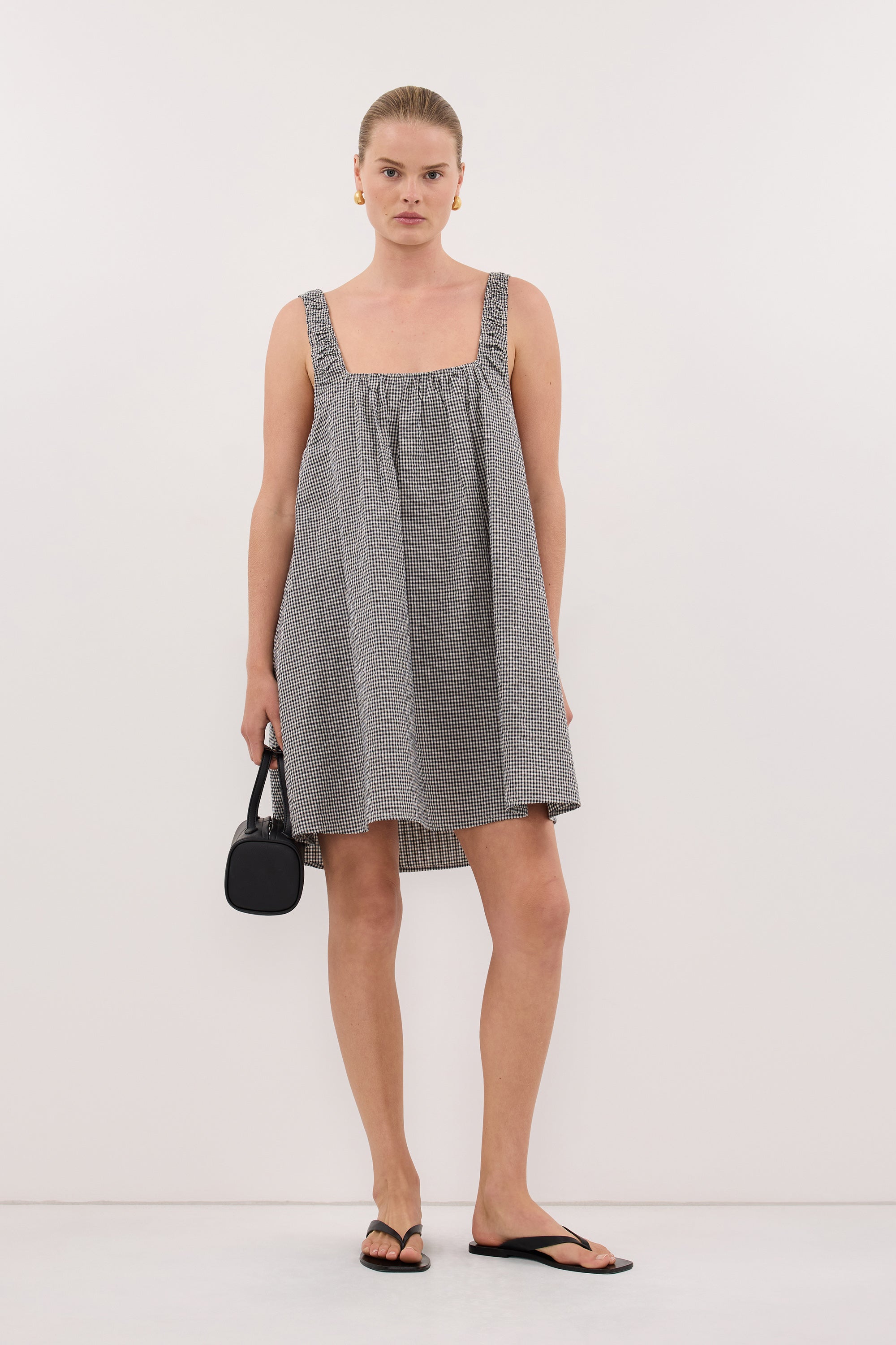 BRIONA GINGHAM COTTON MINI DRESS