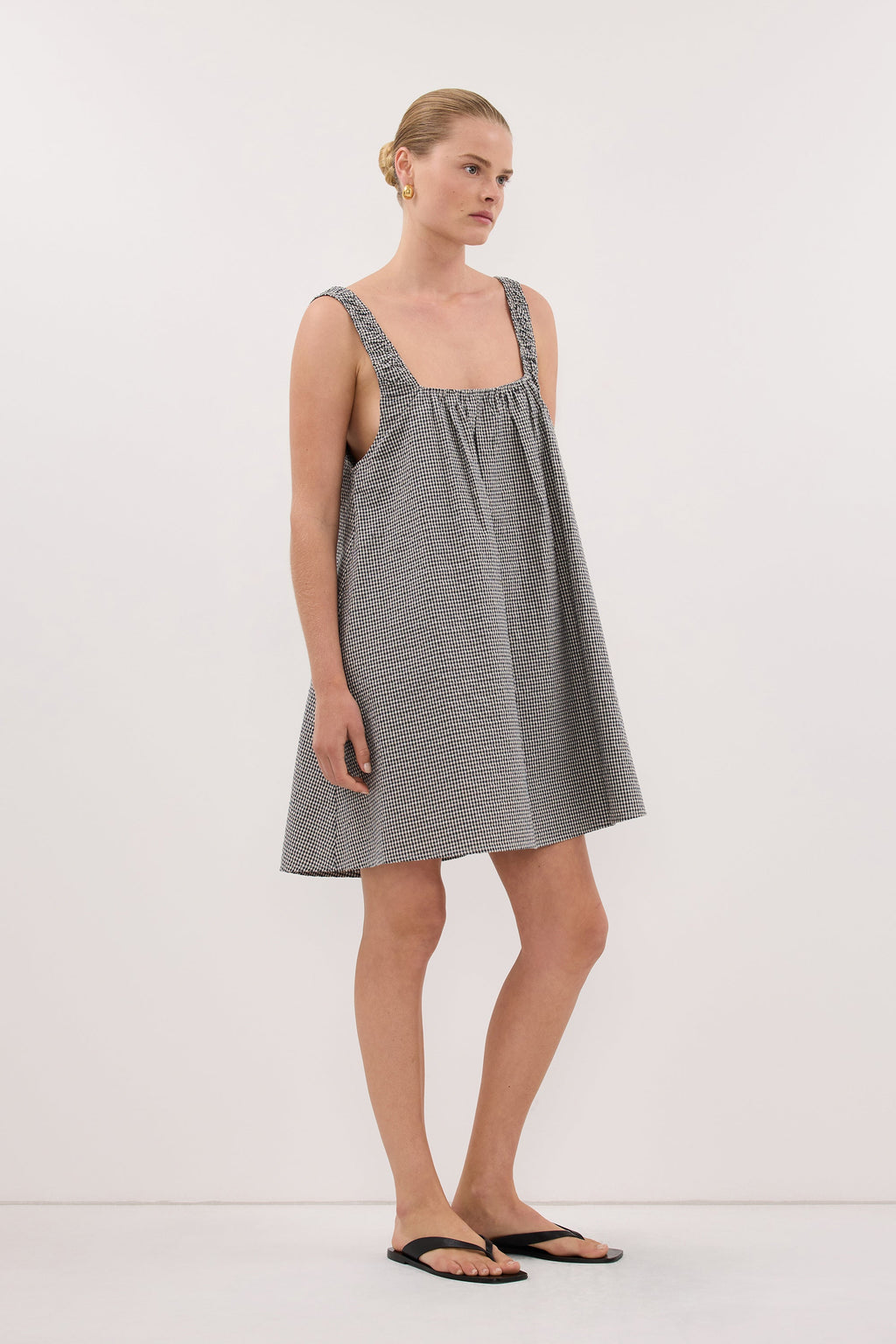 BRIONA GINGHAM COTTON MINI DRESS