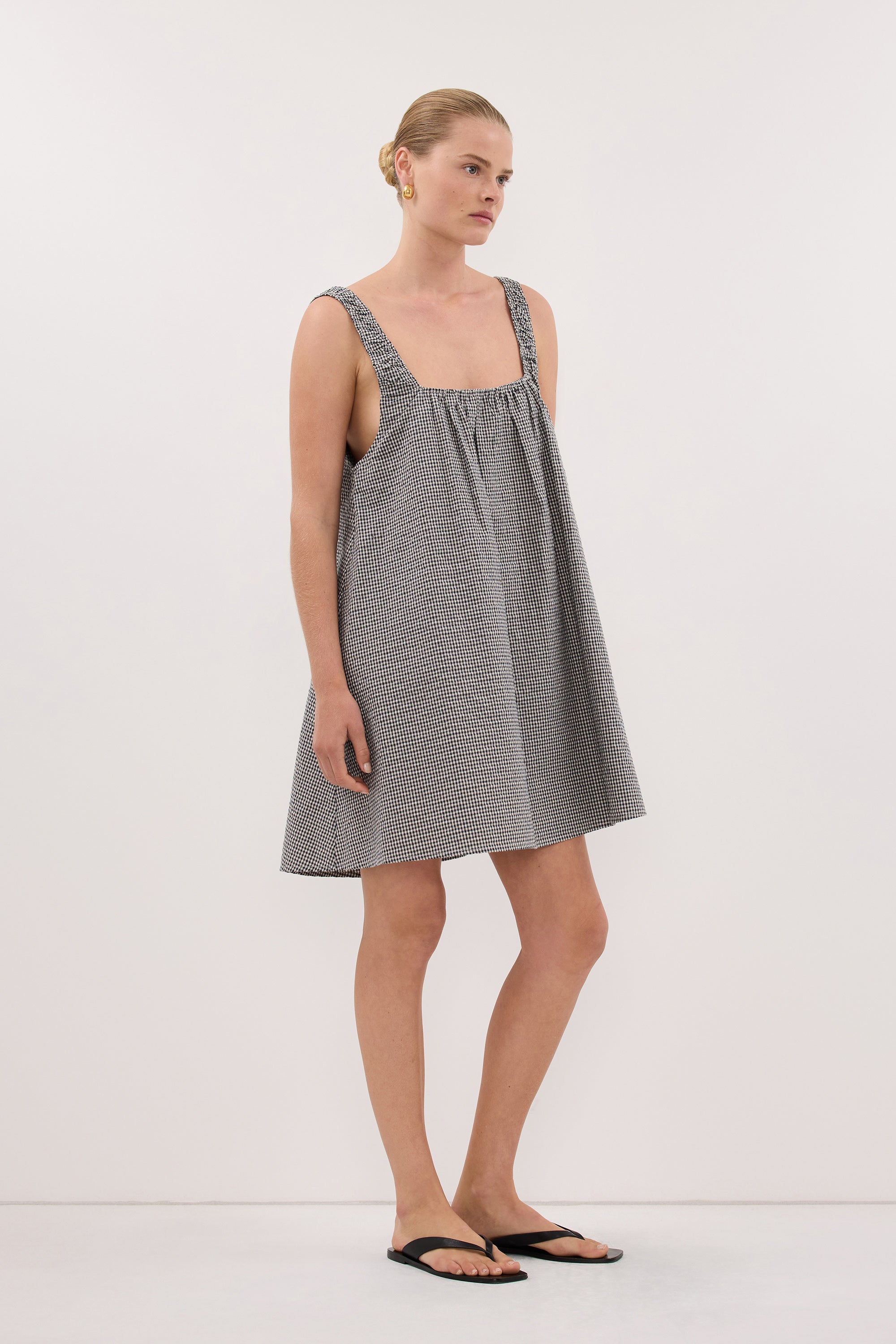 BRIONA GINGHAM COTTON MINI DRESS