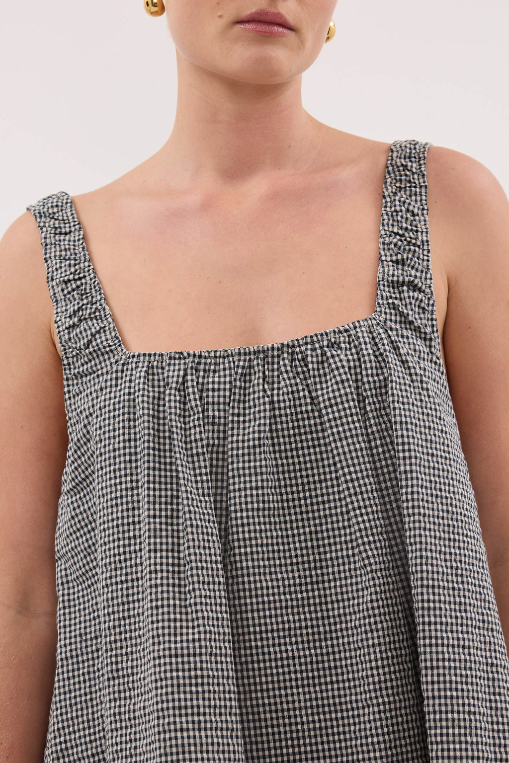 BRIONA GINGHAM COTTON MINI DRESS