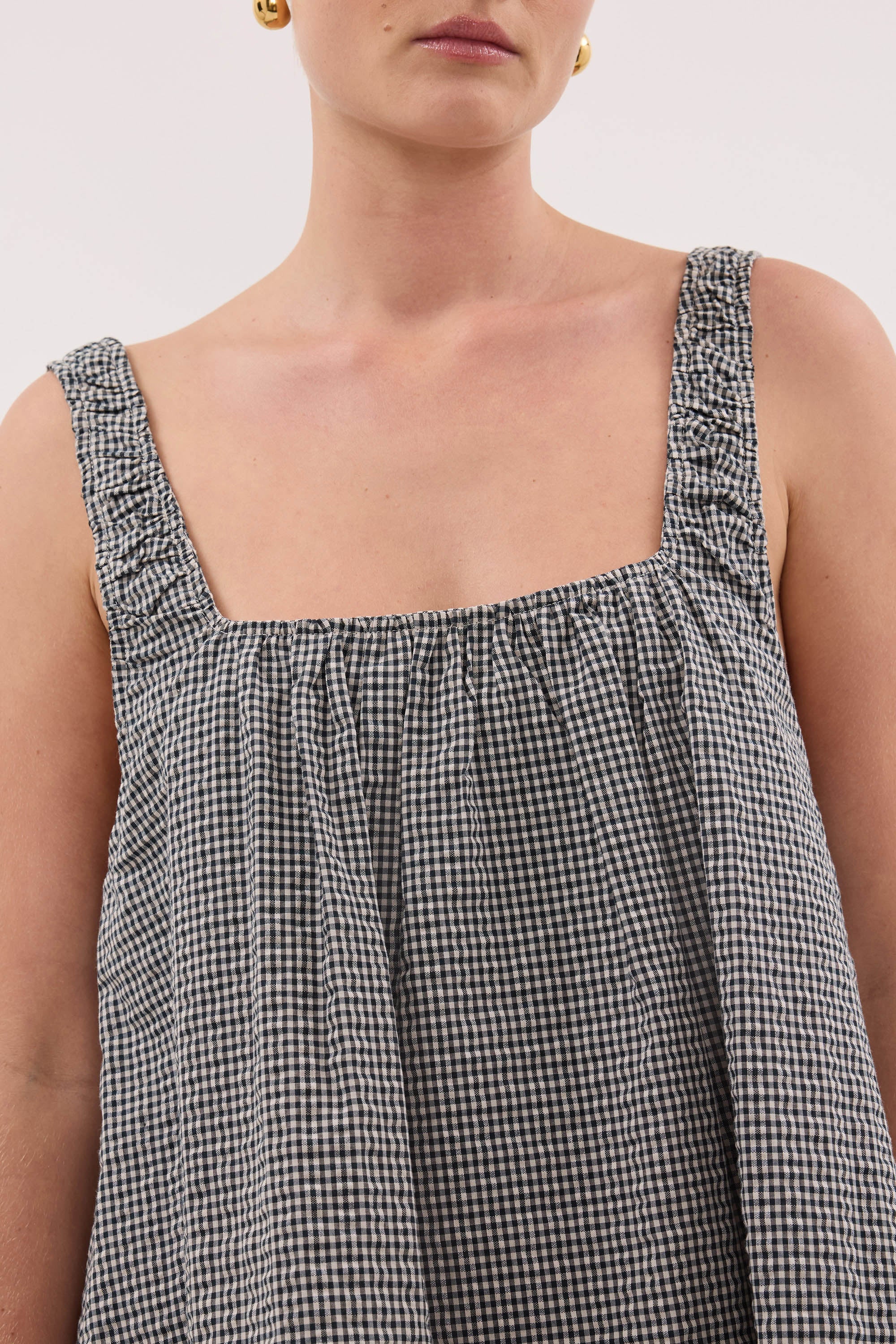 BRIONA GINGHAM COTTON MINI DRESS