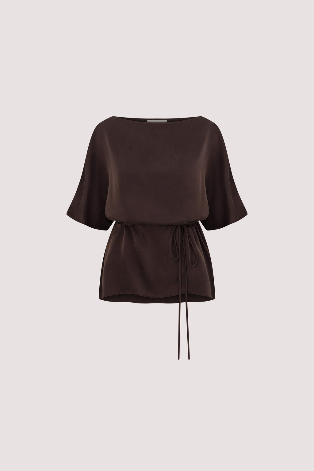 CORY BITTER CHOC SILK ASYM BATWING TOP