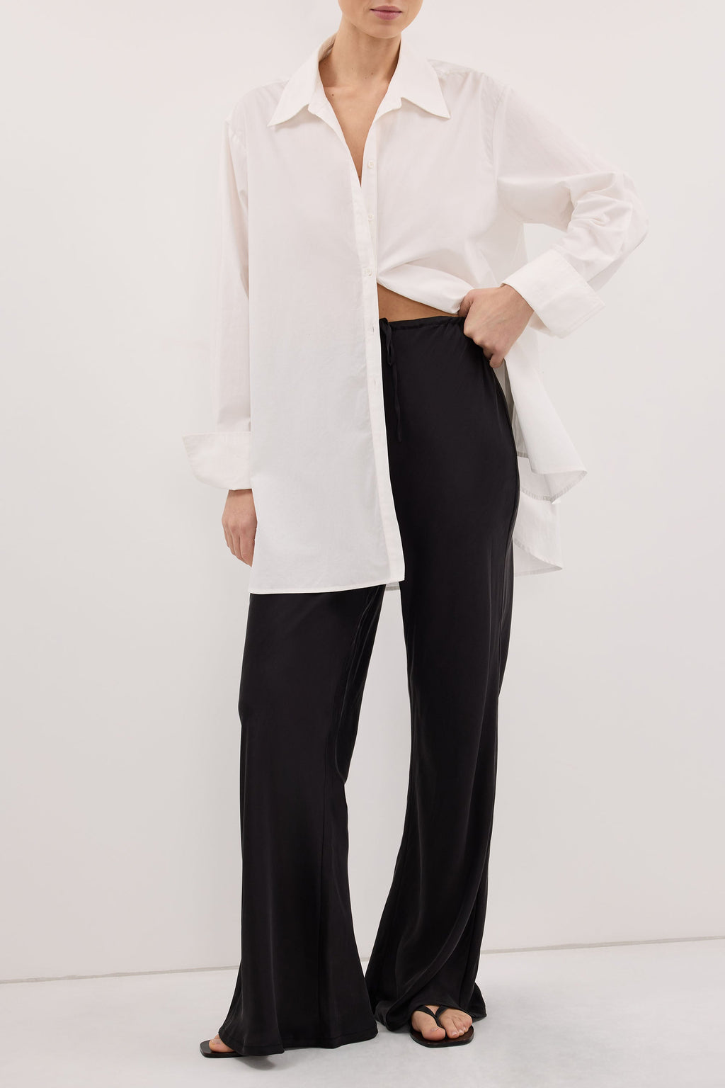 MELANI BLACK SILK BIAS PANT
