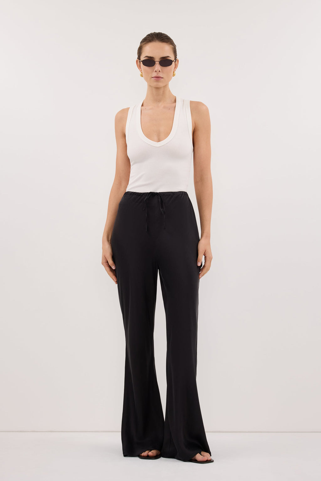 MELANI BLACK SILK BIAS PANT