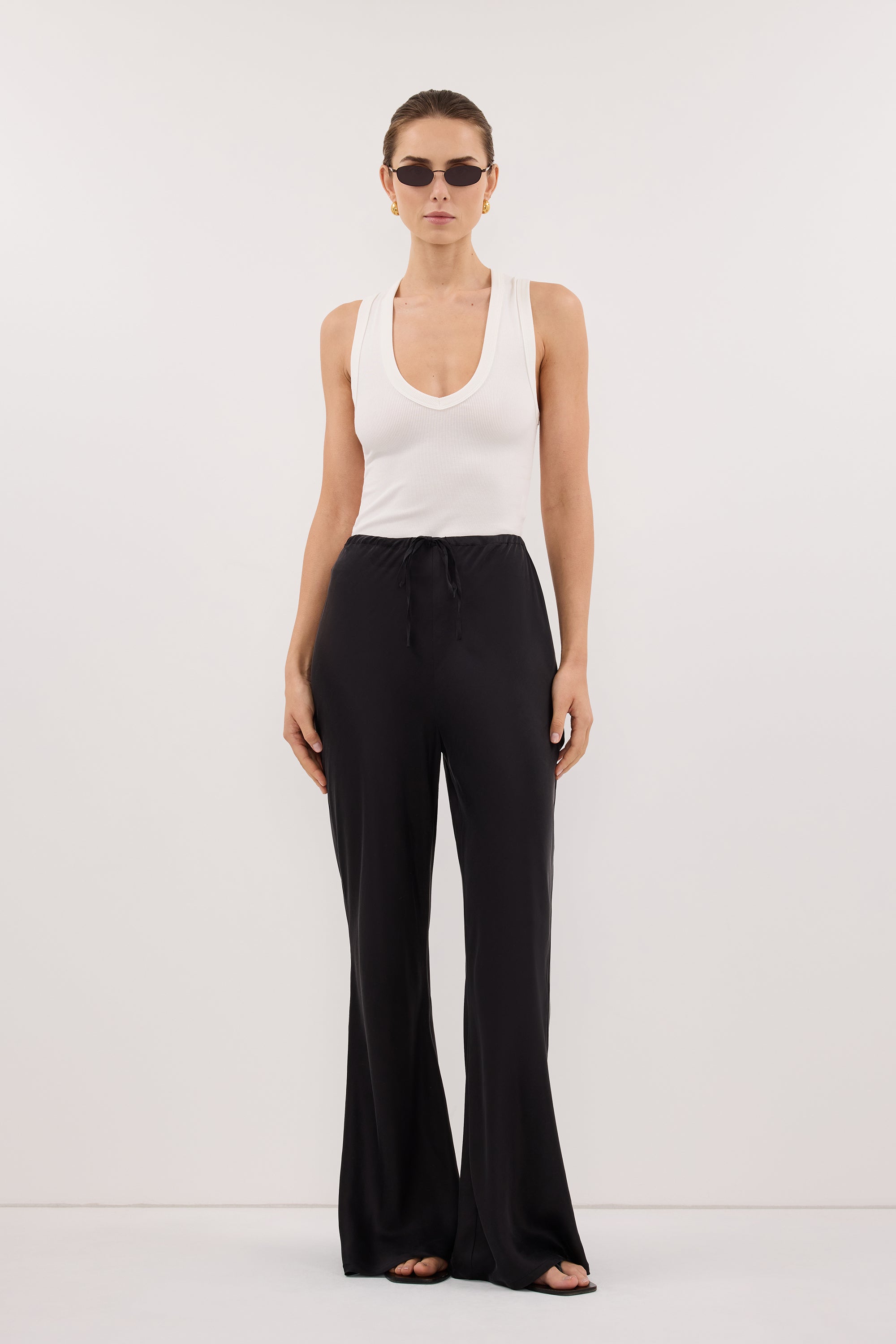 MELANI BLACK SILK BIAS PANT