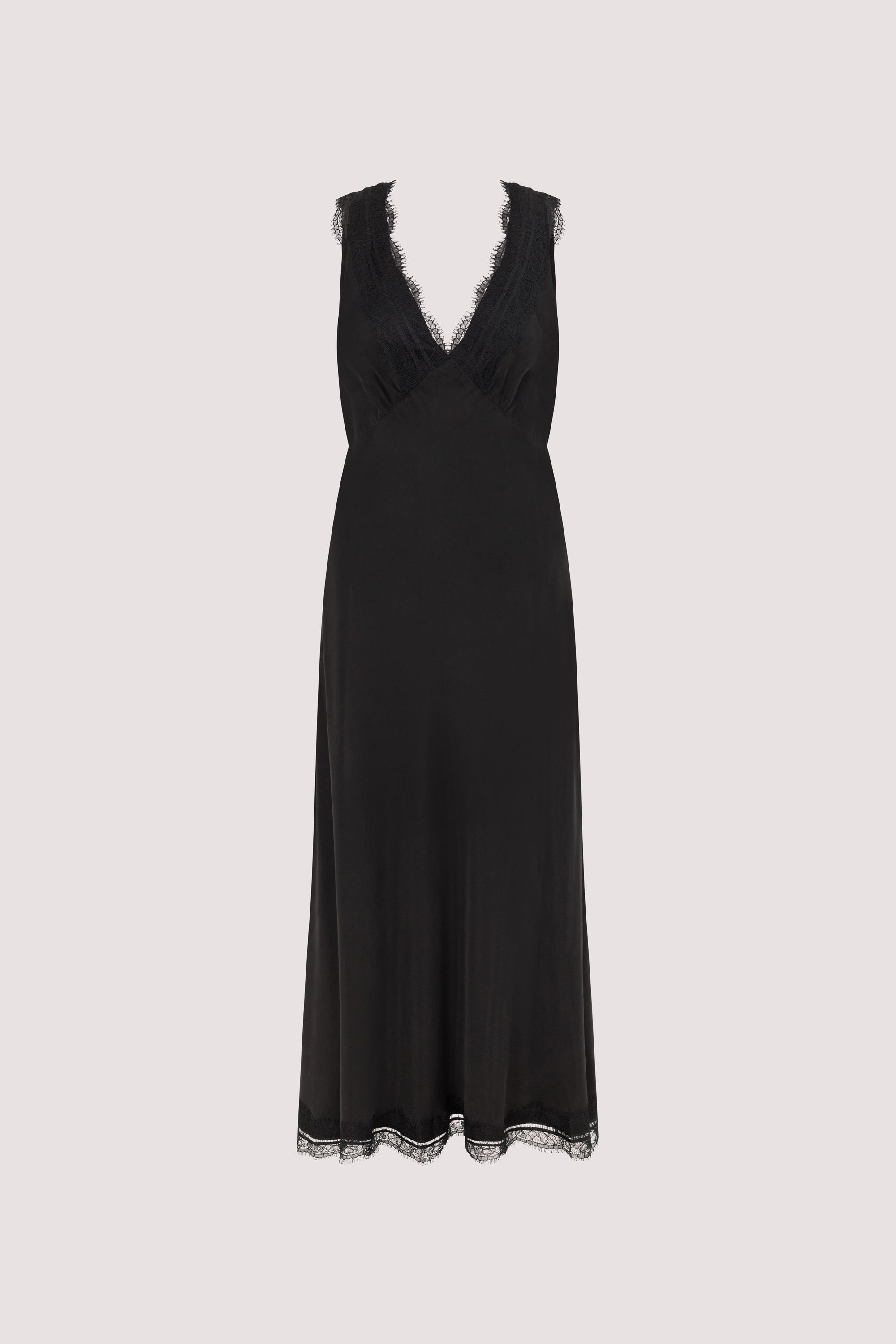 ANDREA BLACK CUPRO MIDI DRESS