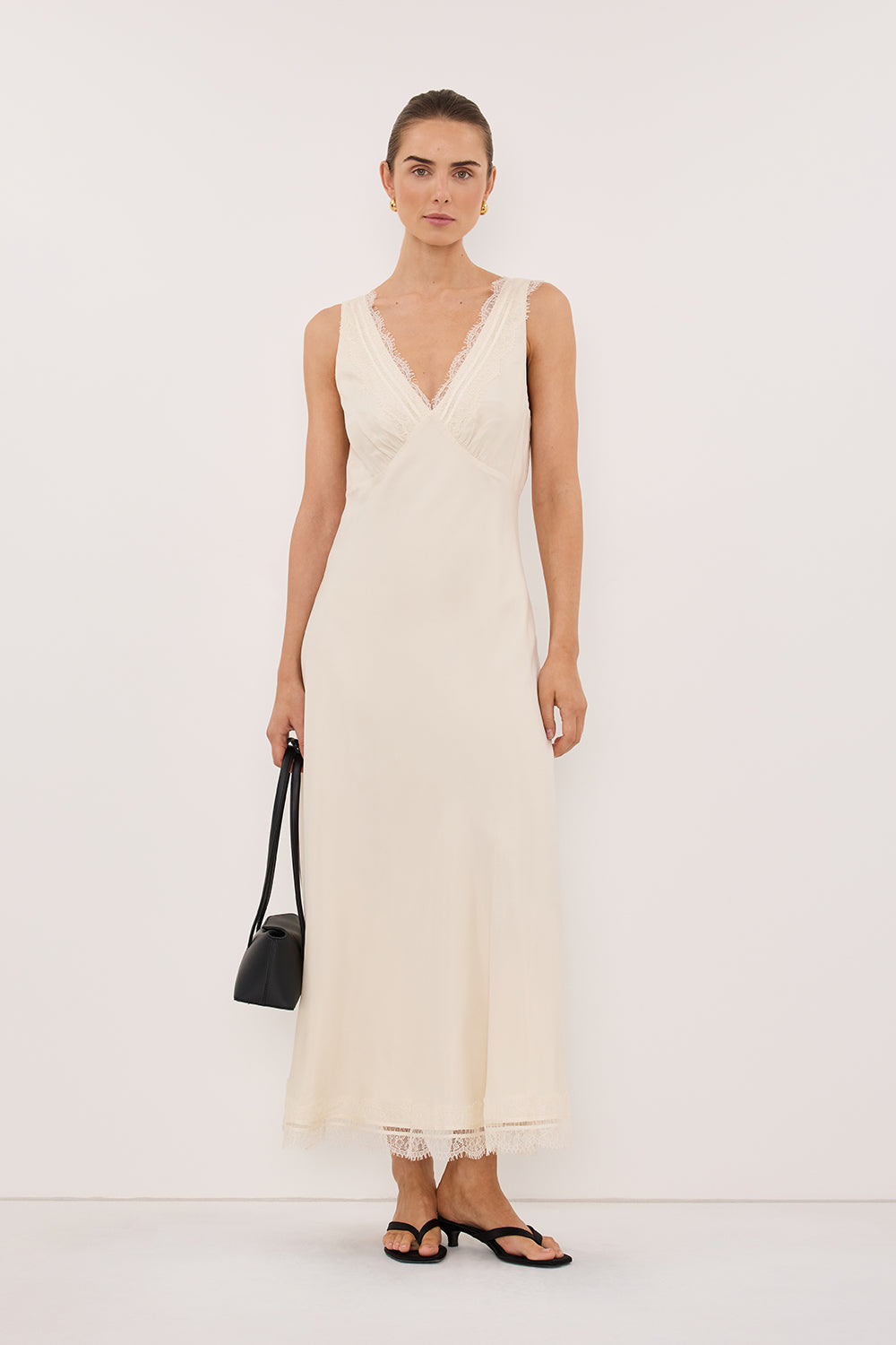 ANDREA SANDSTONE CUPRO MIDI DRESS