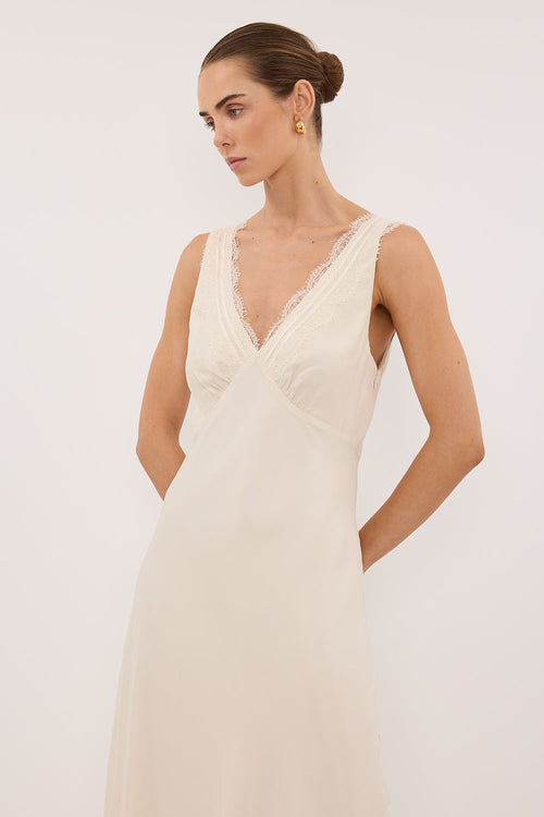 ANDREA SANDSTONE CUPRO MIDI DRESS