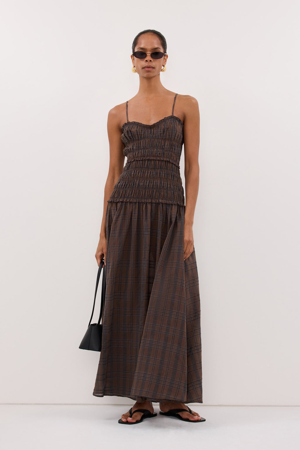PETRA CHOC CHECK MIDI DRESS