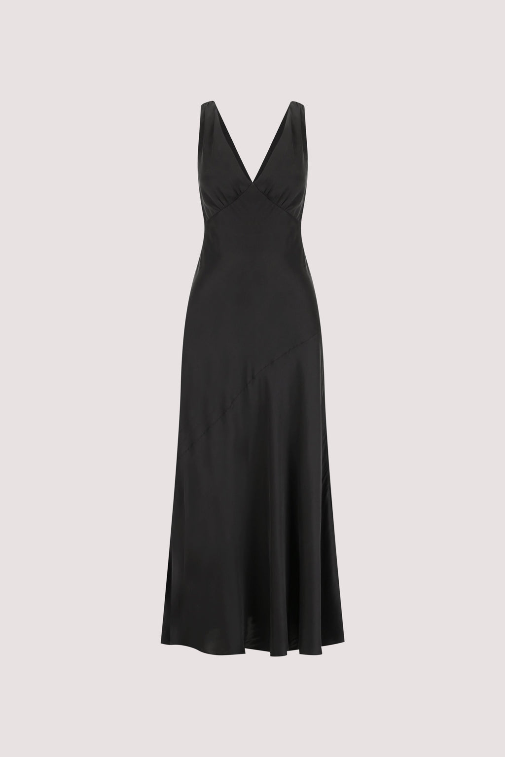 MILA BLACK SILK MIDI DRESS