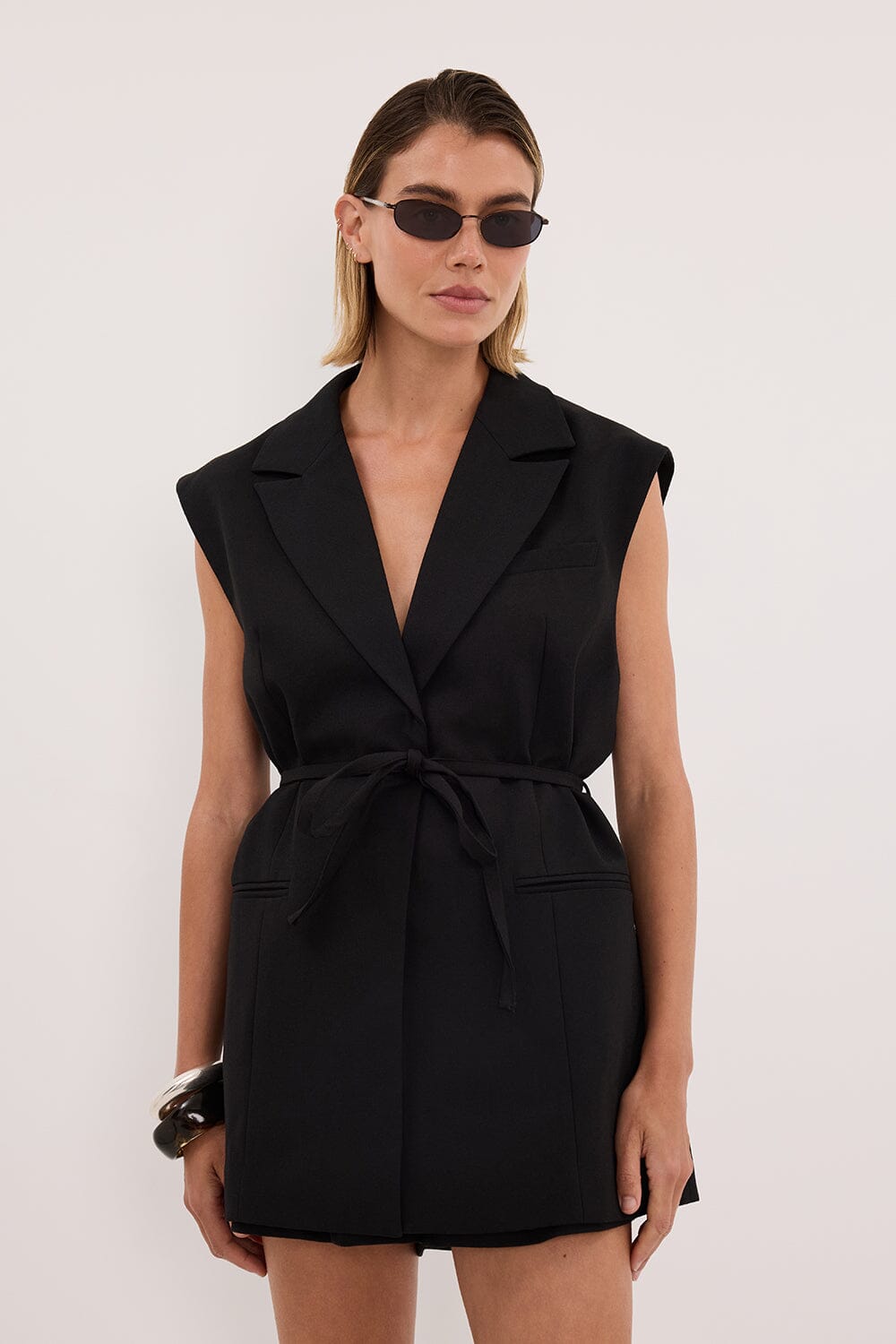 CYRUS BLACK SLEEVELESS WRAP VEST