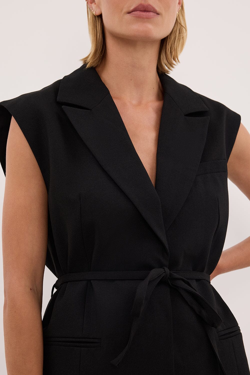 CYRUS BLACK SLEEVELESS WRAP VEST