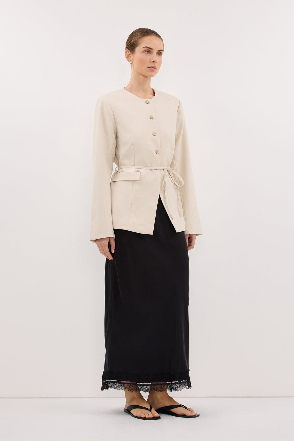 CYRUS BONE COLLARLESS BLAZER