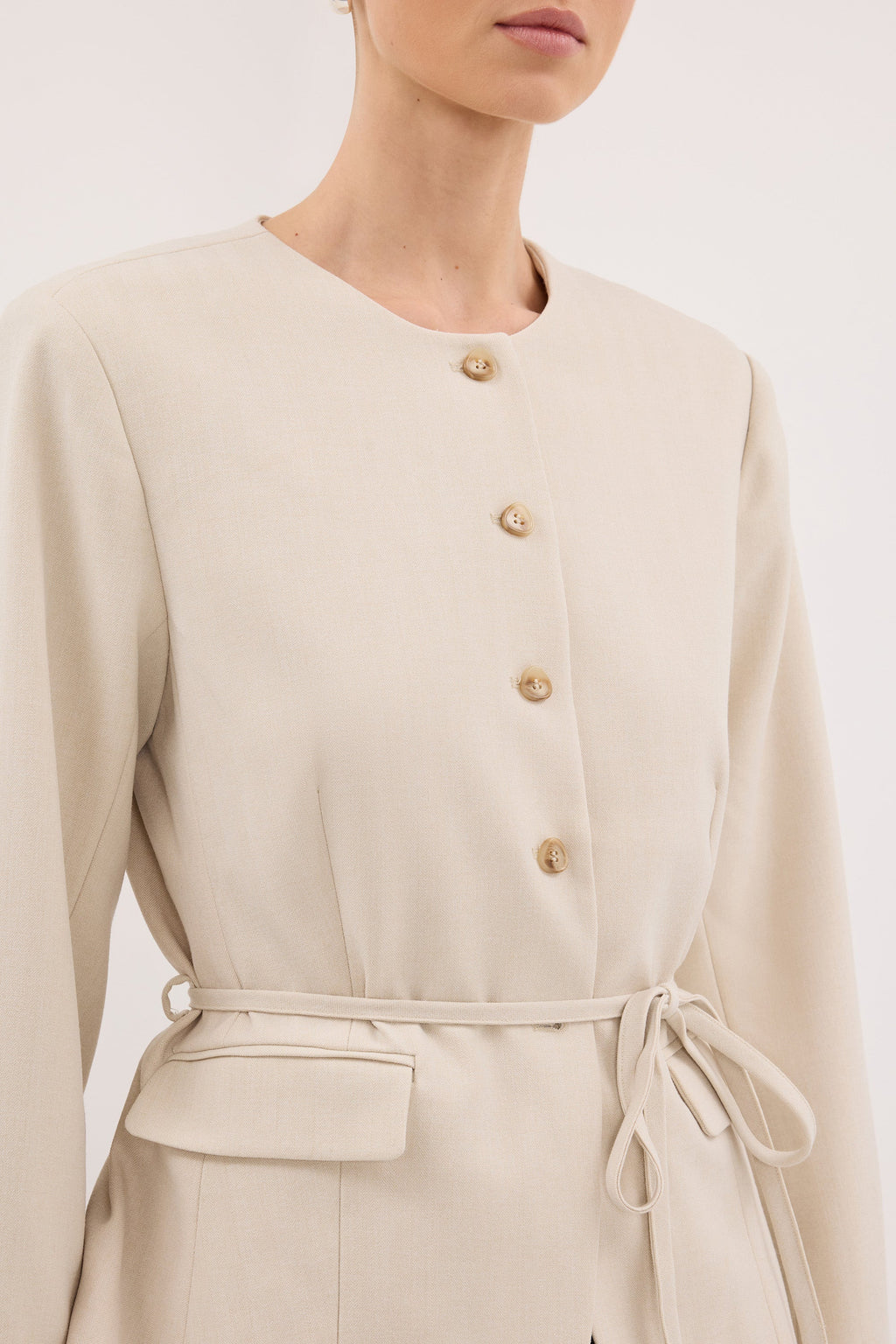 CYRUS BONE COLLARLESS BLAZER