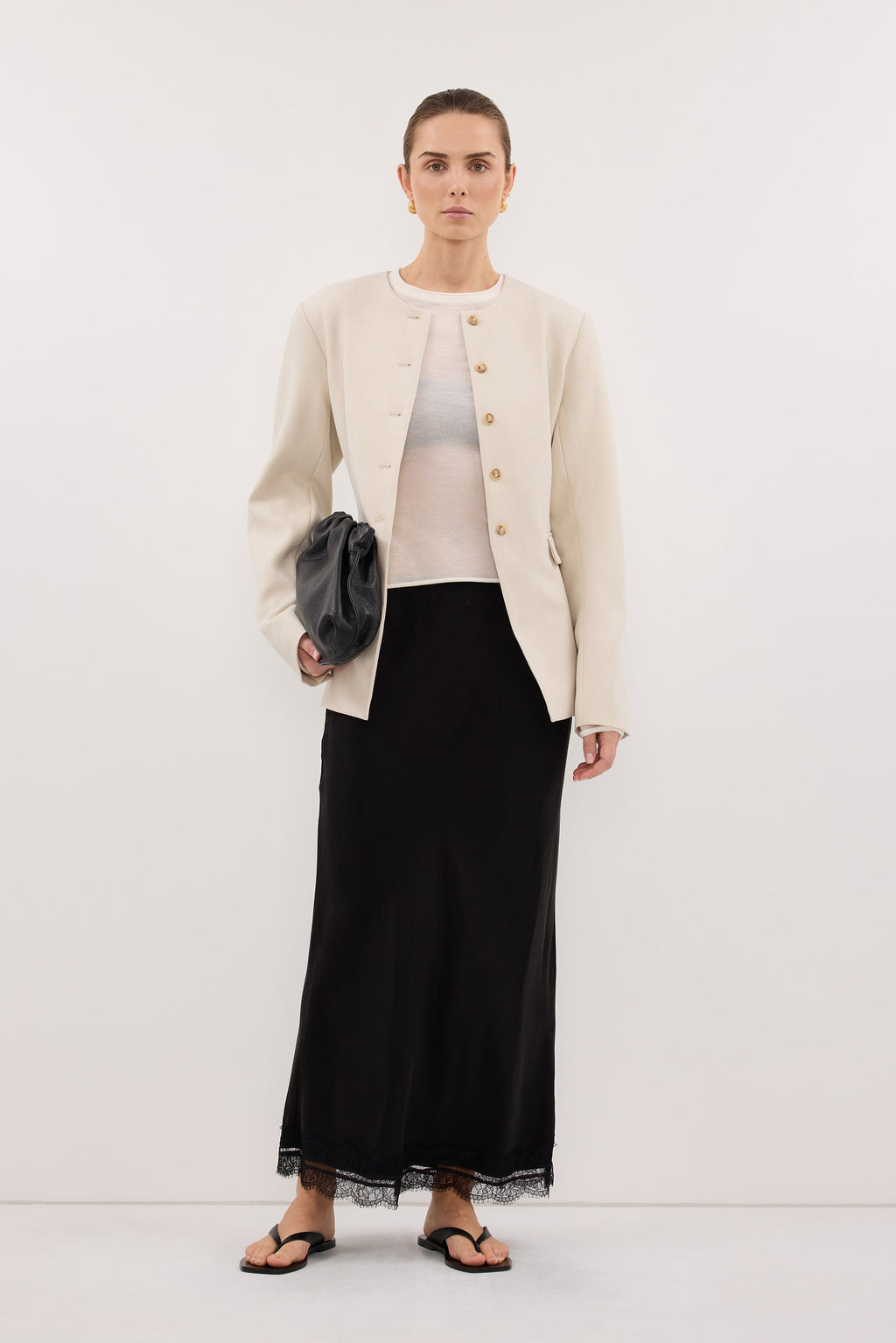 CYRUS BONE COLLARLESS BLAZER