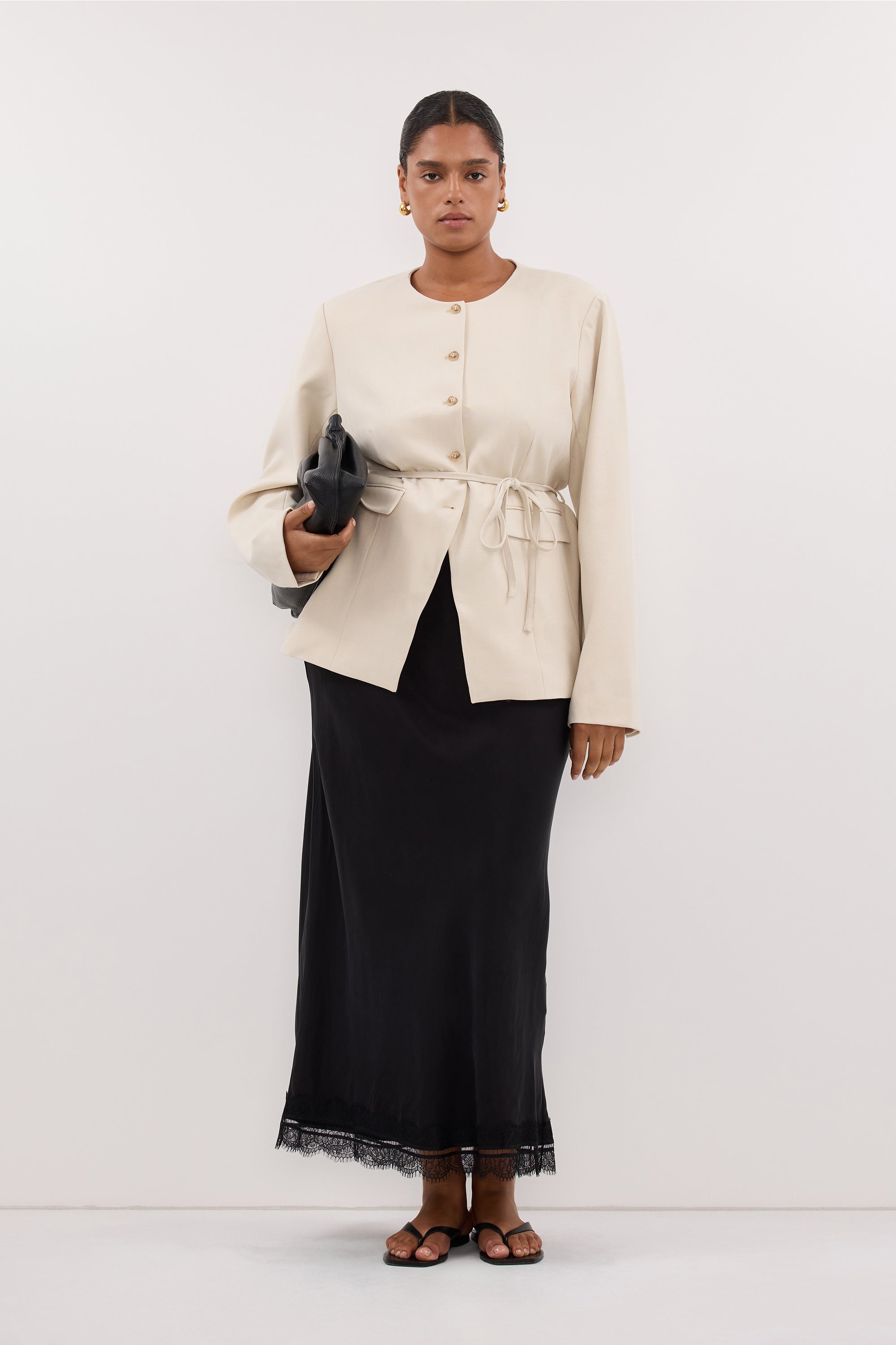 CYRUS BONE COLLARLESS BLAZER