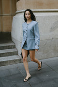 PEYTON DUSTY BLUE COLLARLESS BLAZER