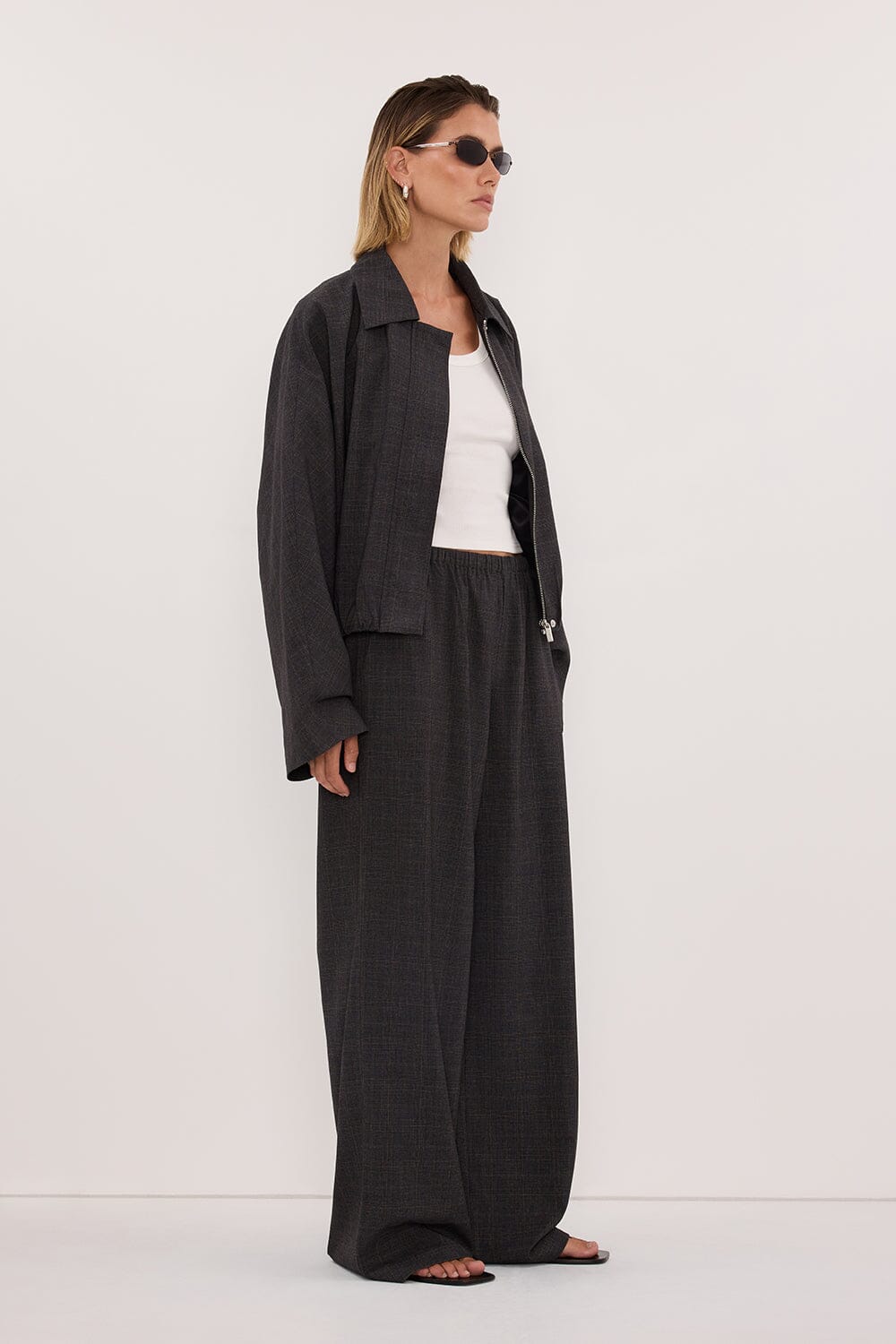 MARCO GREY PLAID BOMBER JACKET