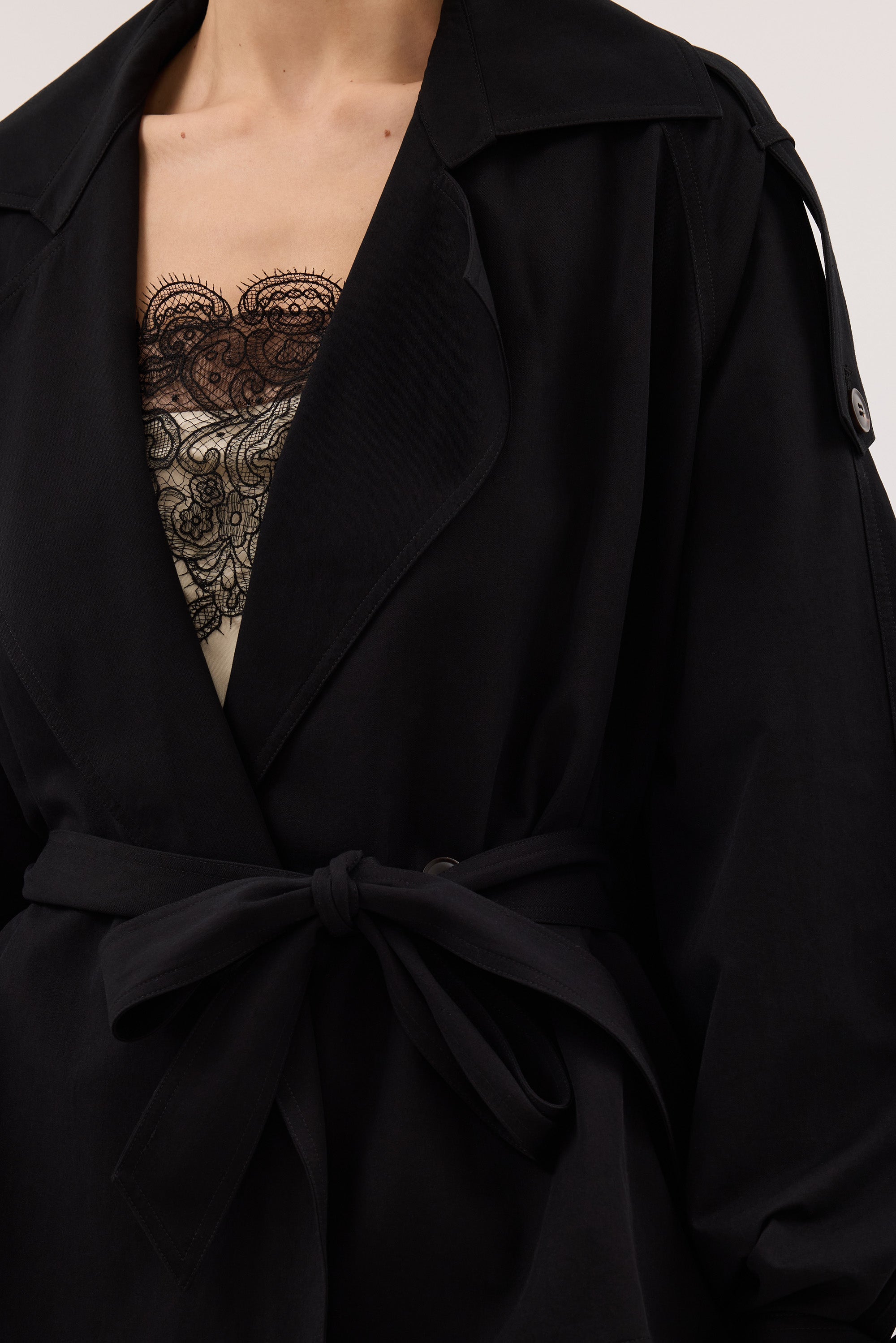 NINA BLACK LIGHTWEIGHT MINI TRENCH
