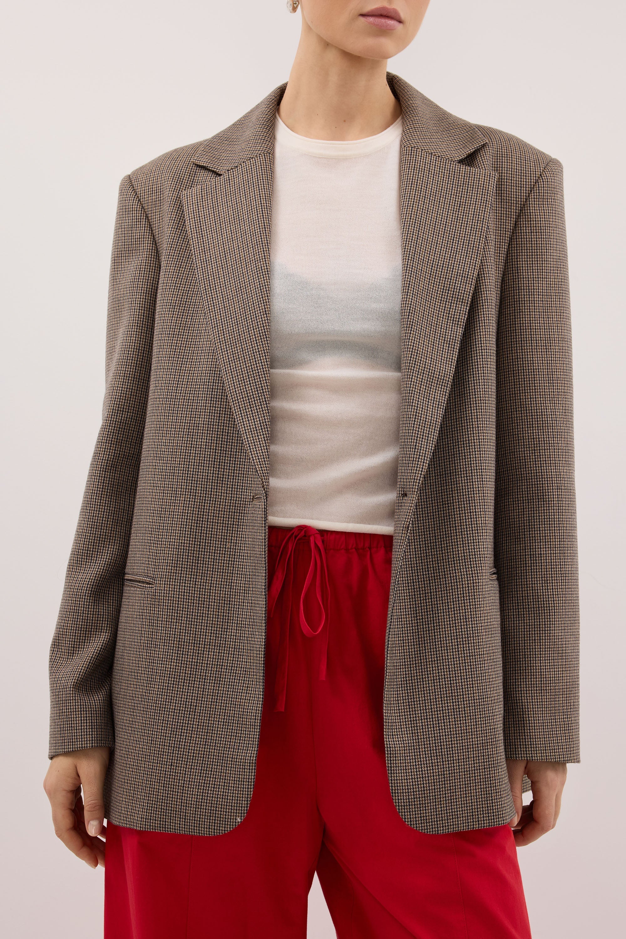 ELLORY BUFF OVERSIZED HOUNDSTOOTH BLAZER