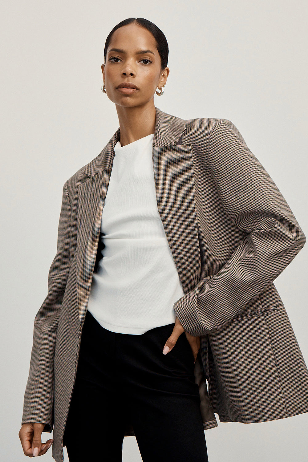 ELLORY BUFF OVERSIZED HOUNDSTOOTH BLAZER