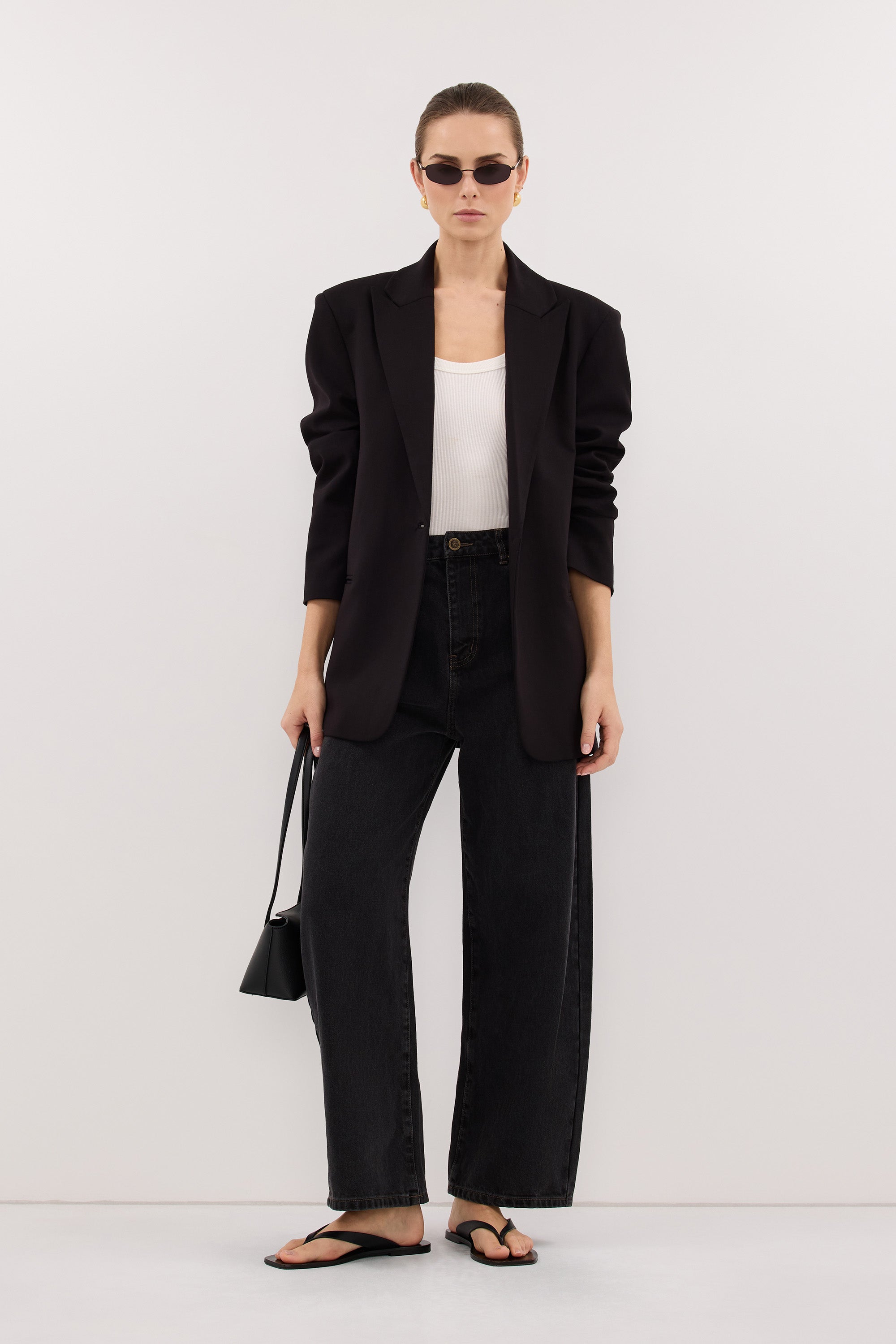 KEATON BLACK SLIM LONGLINE BLAZER