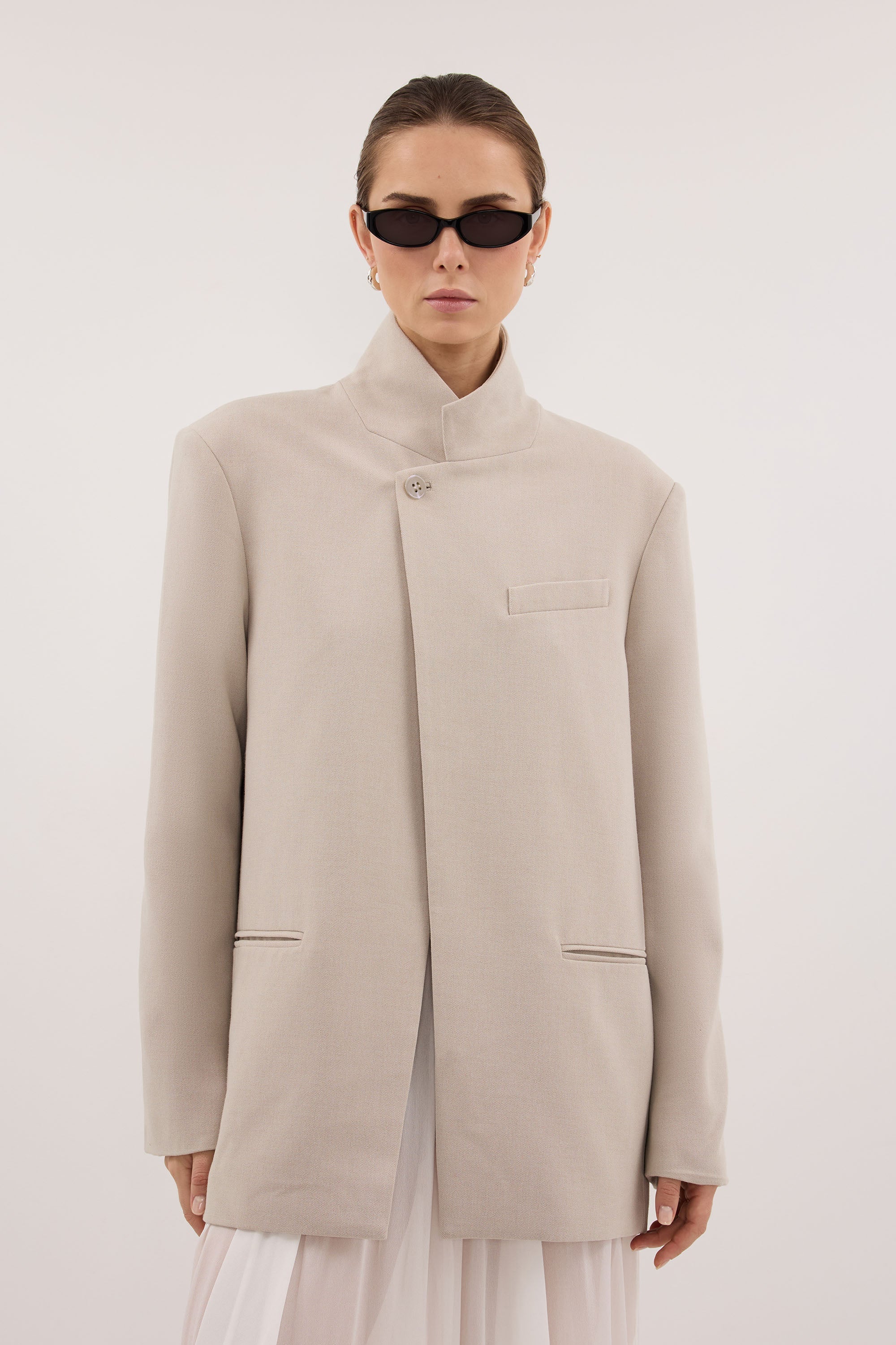 VIDA MUSHROOM STAND COLLAR BLAZER