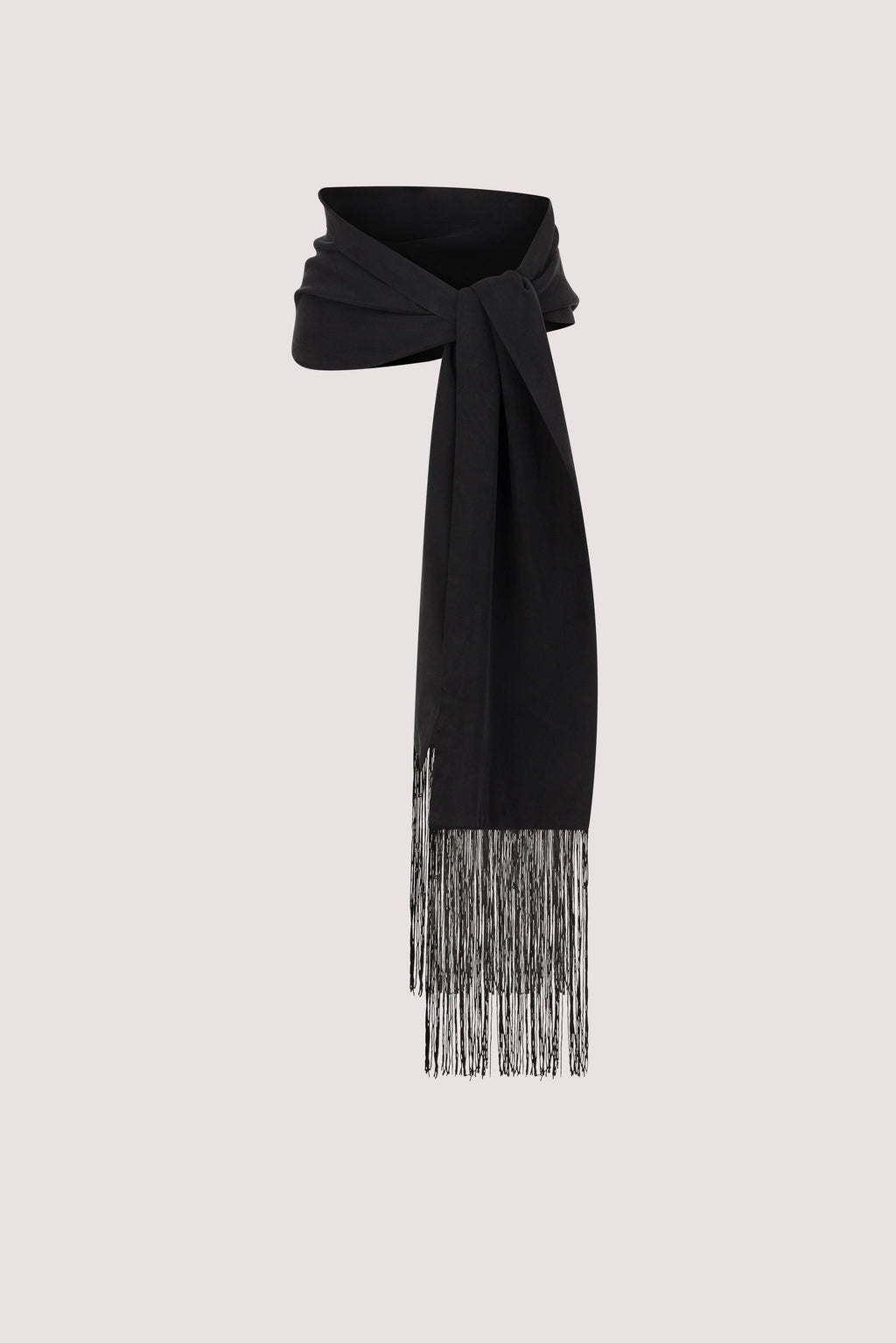 FIORA BLACK CUPRO FRINGE SCARF