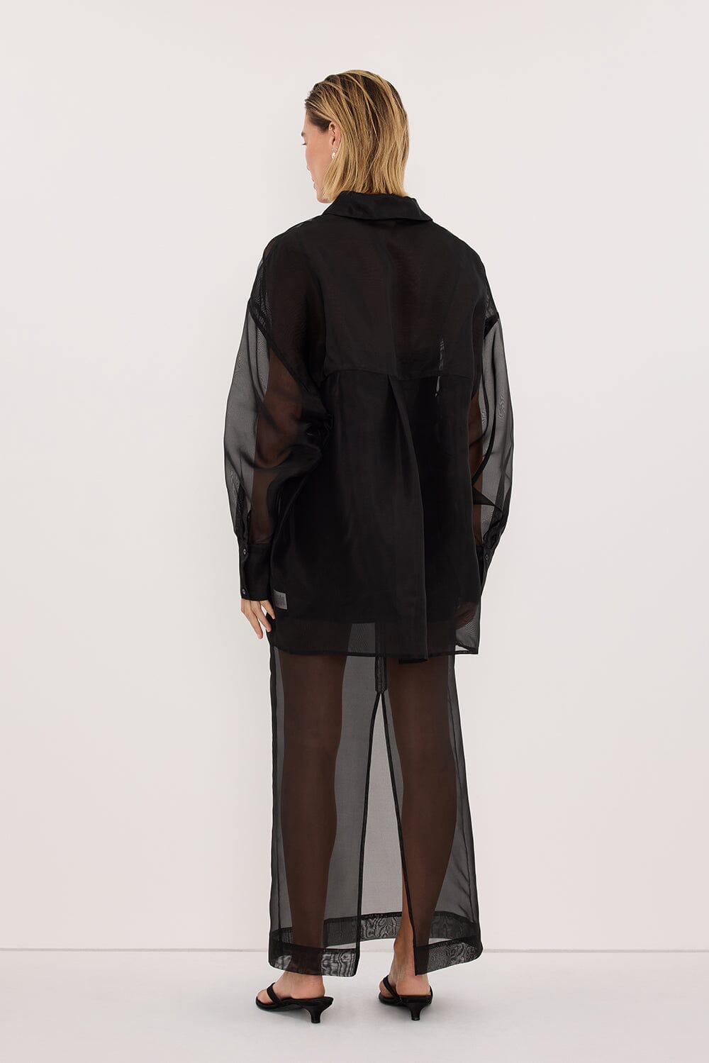 SIAN BLACK SILK ORGANZA SHIRT