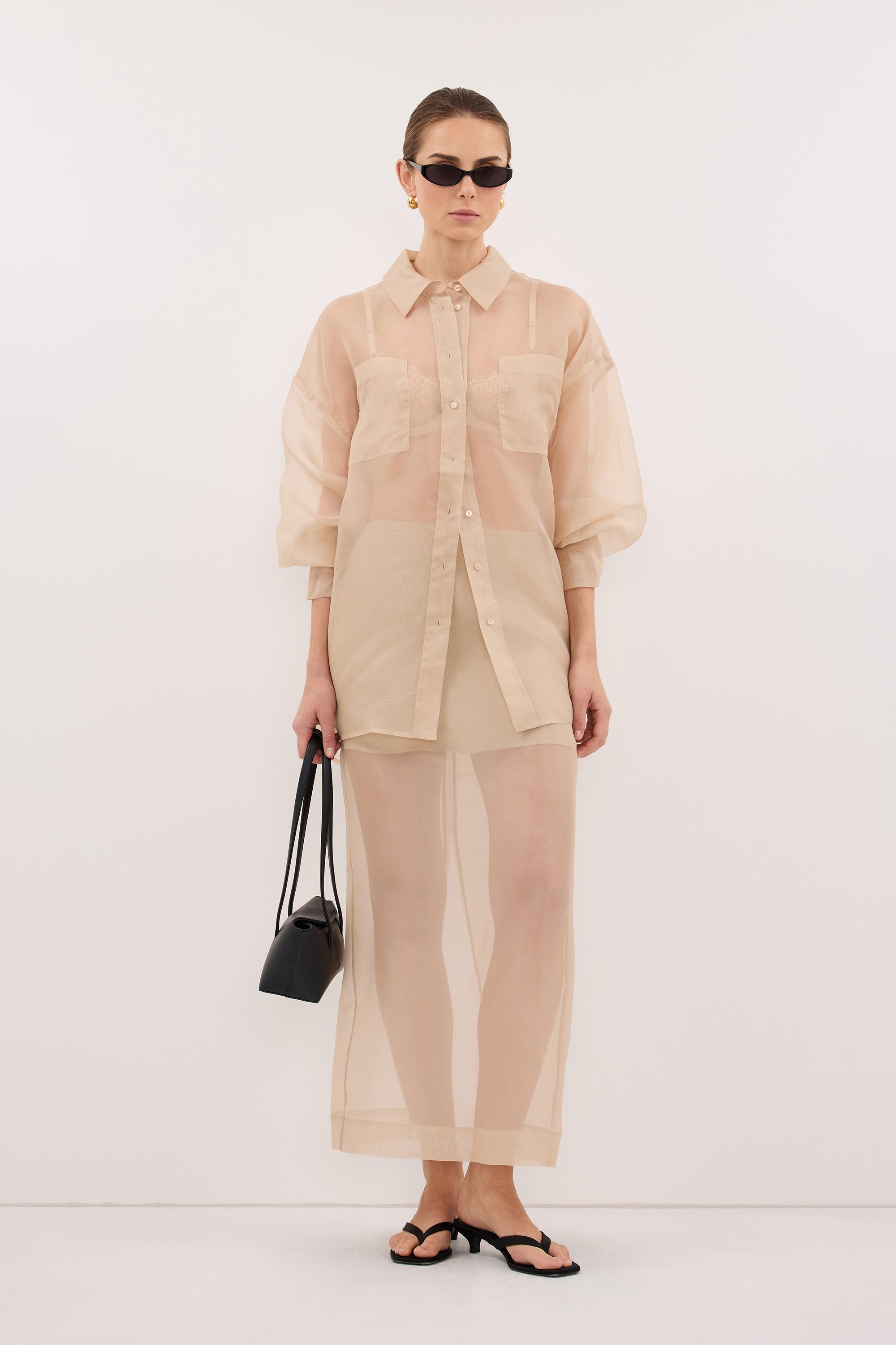 SIAN GOLD SILK ORGANZA SHIRT
