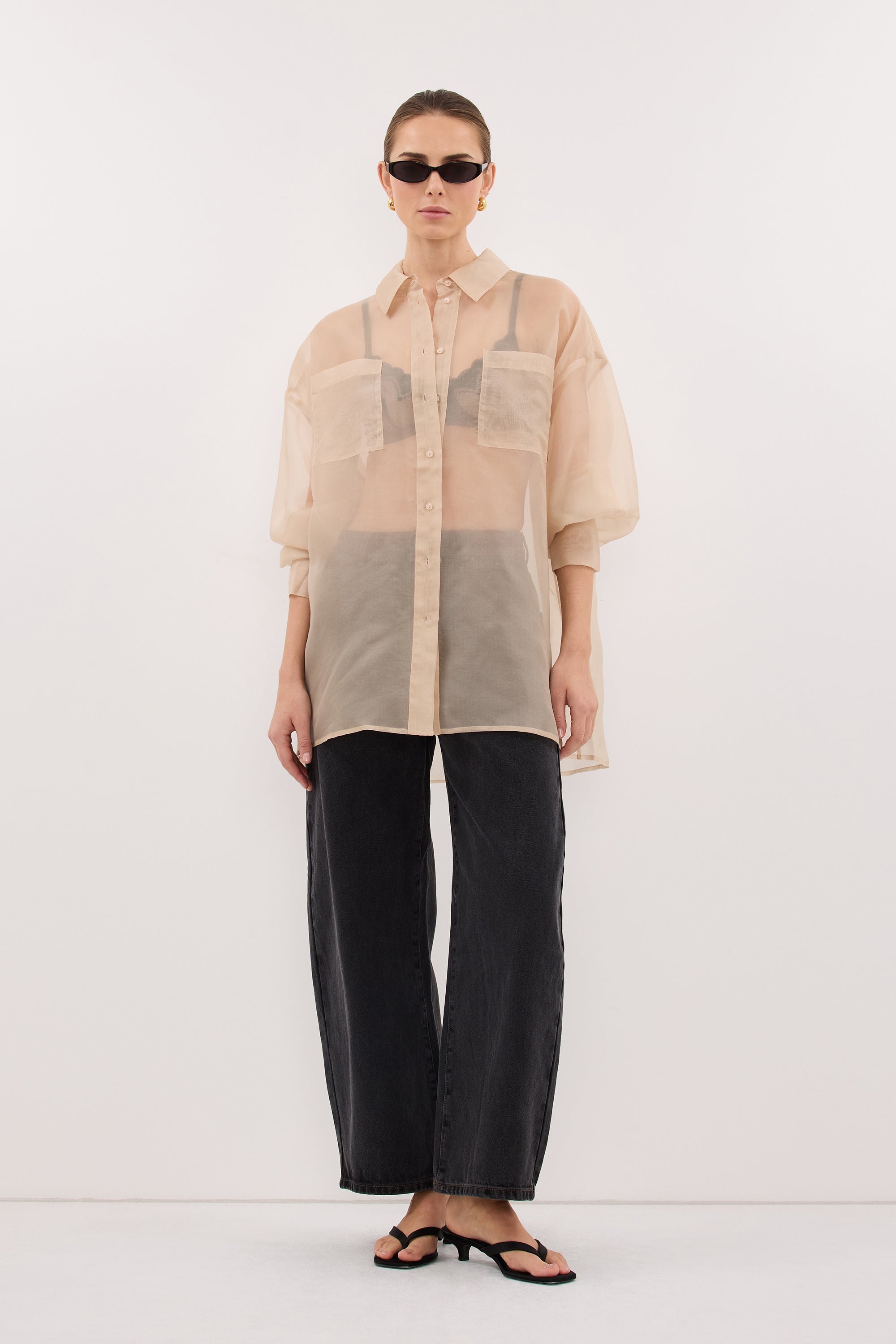 SIAN GOLD SILK ORGANZA SHIRT