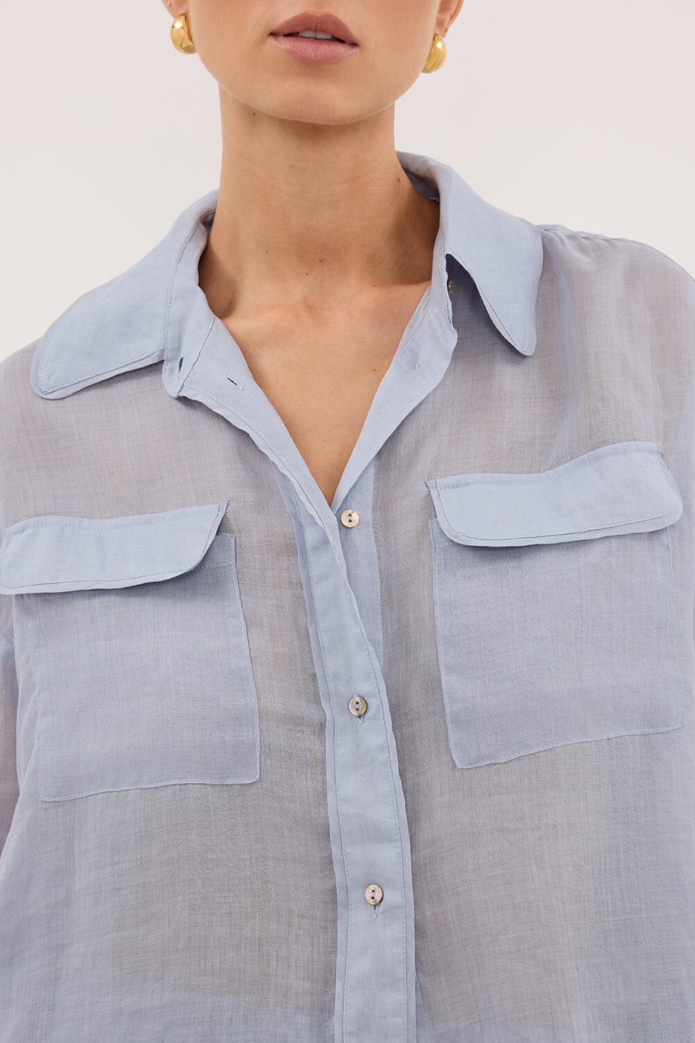 TENLEY DUSTY BLUE RAMIE SHIRT