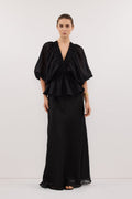 BRIELLE BLACK RAMIE LONG SLEEVE TOP