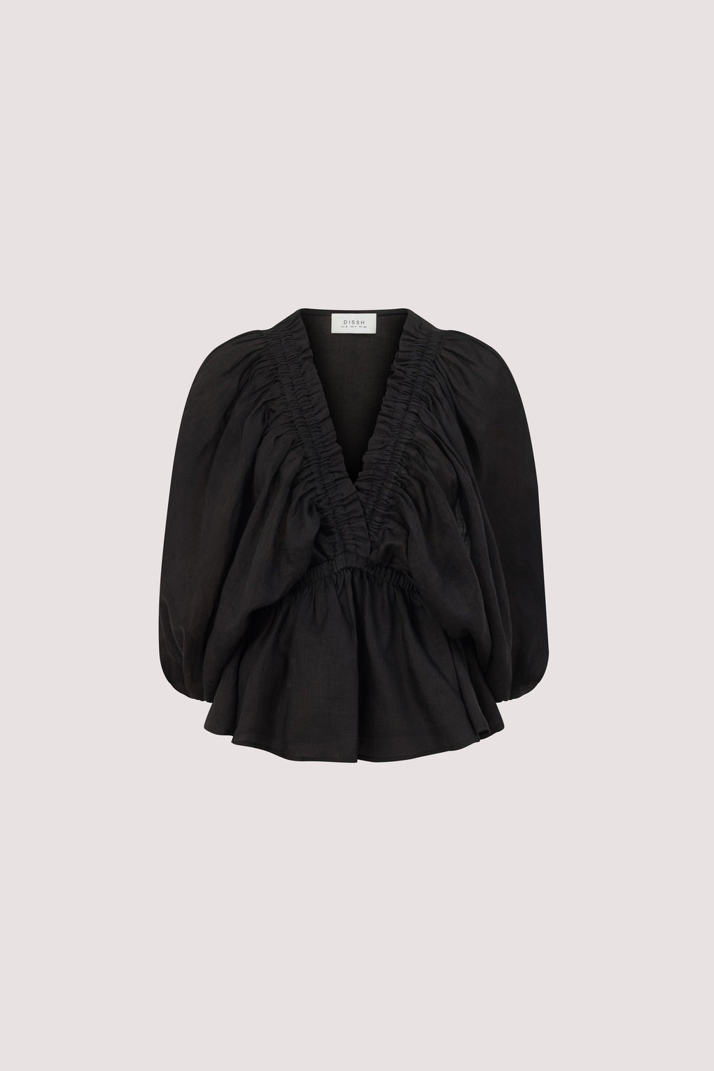 BRIELLE BLACK RAMIE LONG SLEEVE TOP